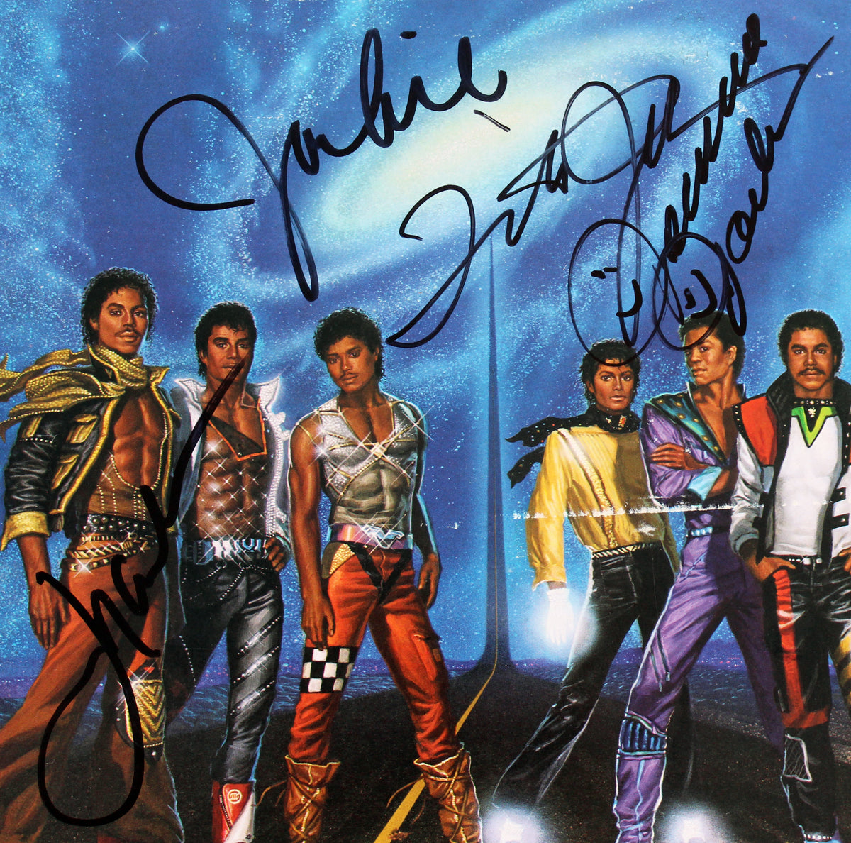 Jackson 5 Tito, Jackie, Jermaine & Marlon Signed Victory Album Cover w Vinyl BAS