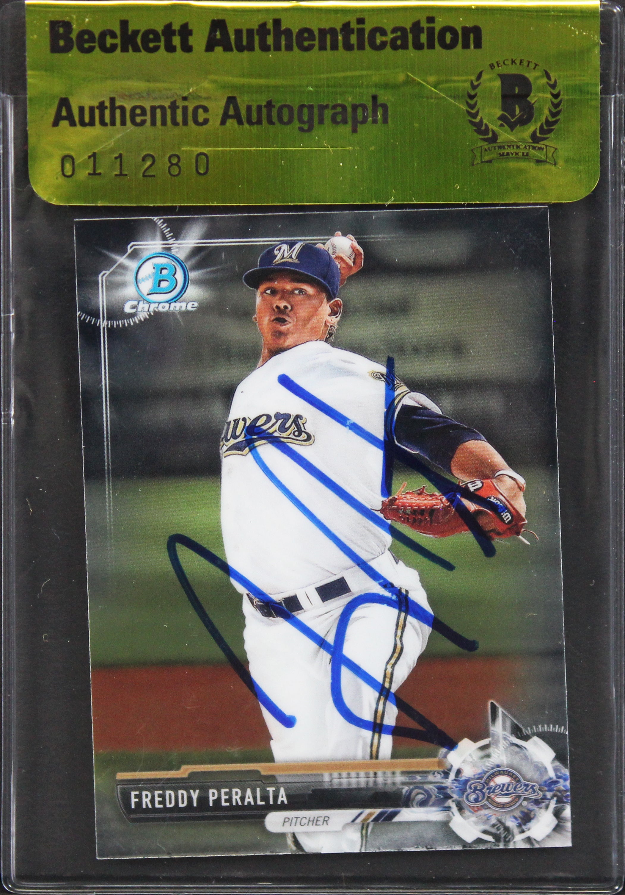 Brewers Freddy Peralta Authentic Signed 2017 Topps #BDC-29 Card BAS #11280