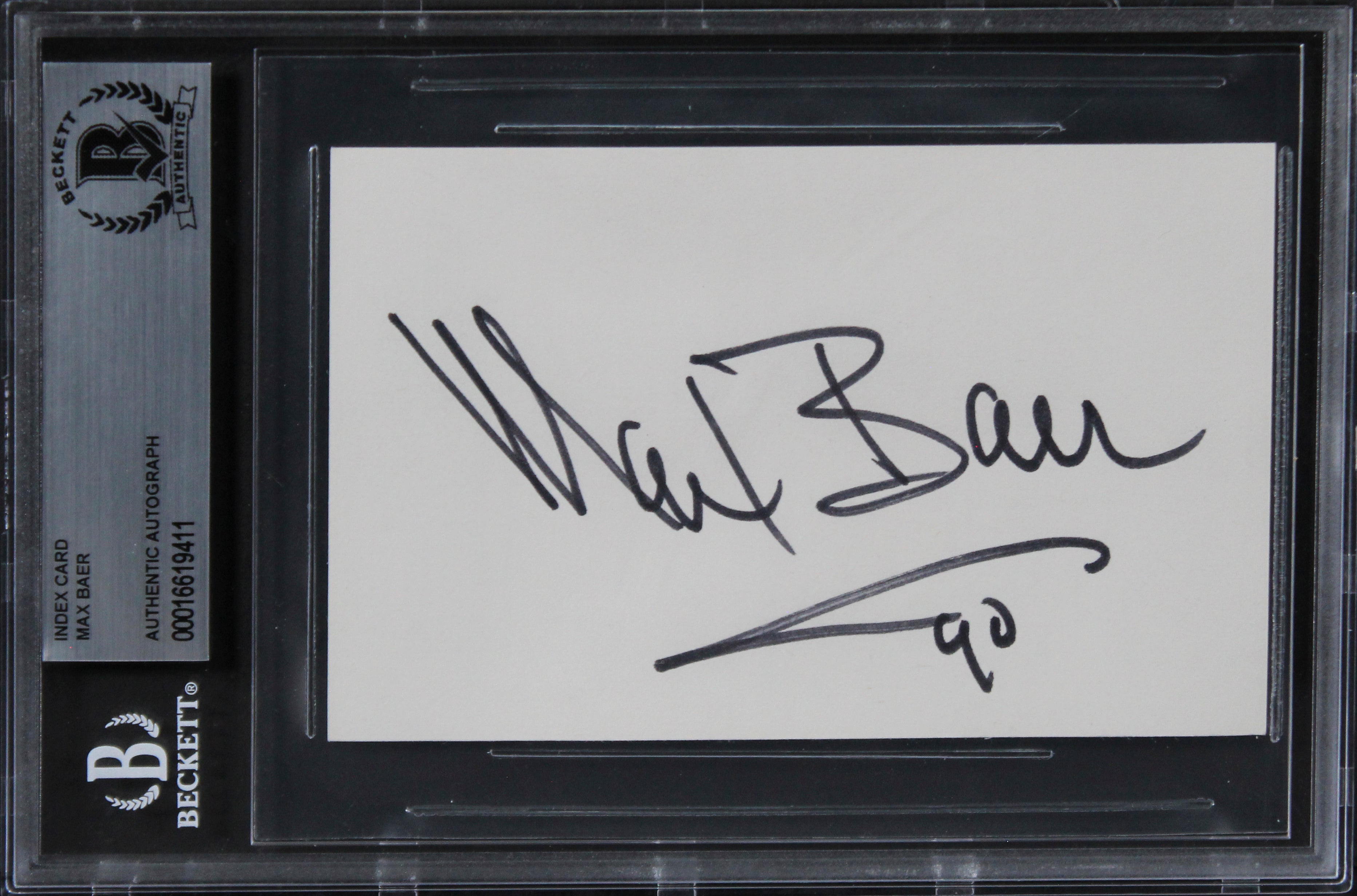 Max Bear "90" Authentic Signed 3x5 Index Card Autographed BAS Slabbed