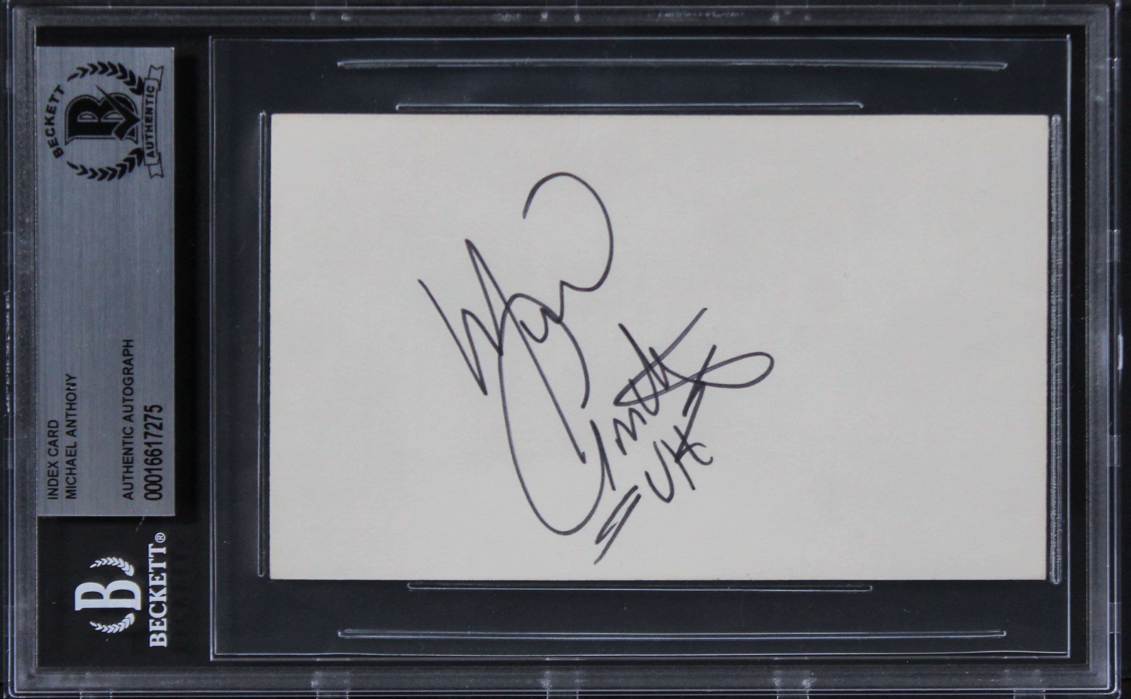 Michael Anthony Van Halen Authentic Signed 3x5 Index Card BAS Slabbed