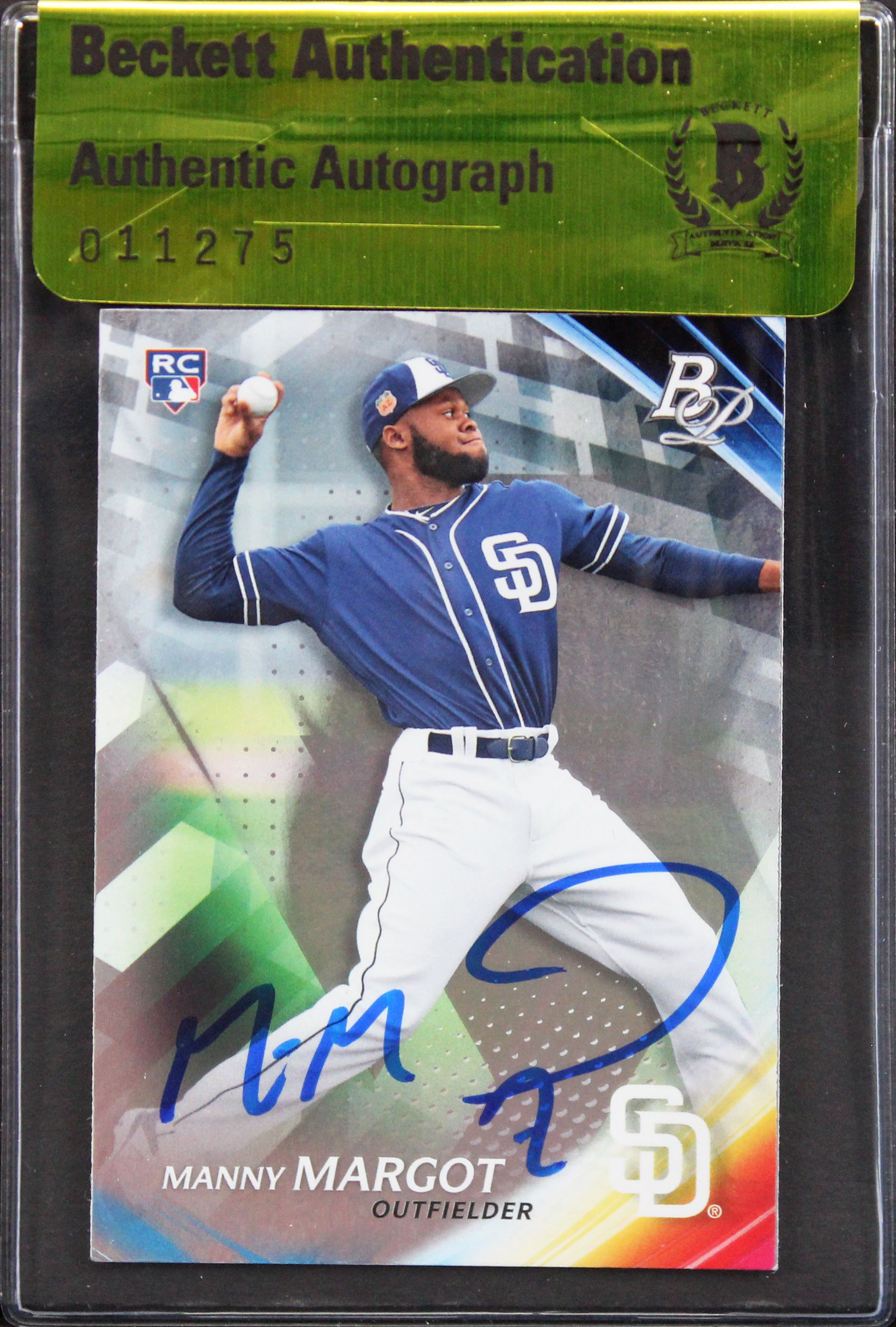 Padres Manny Margot Signed 2017 Bowman Platinum #89 Rookie Card BAS #11275