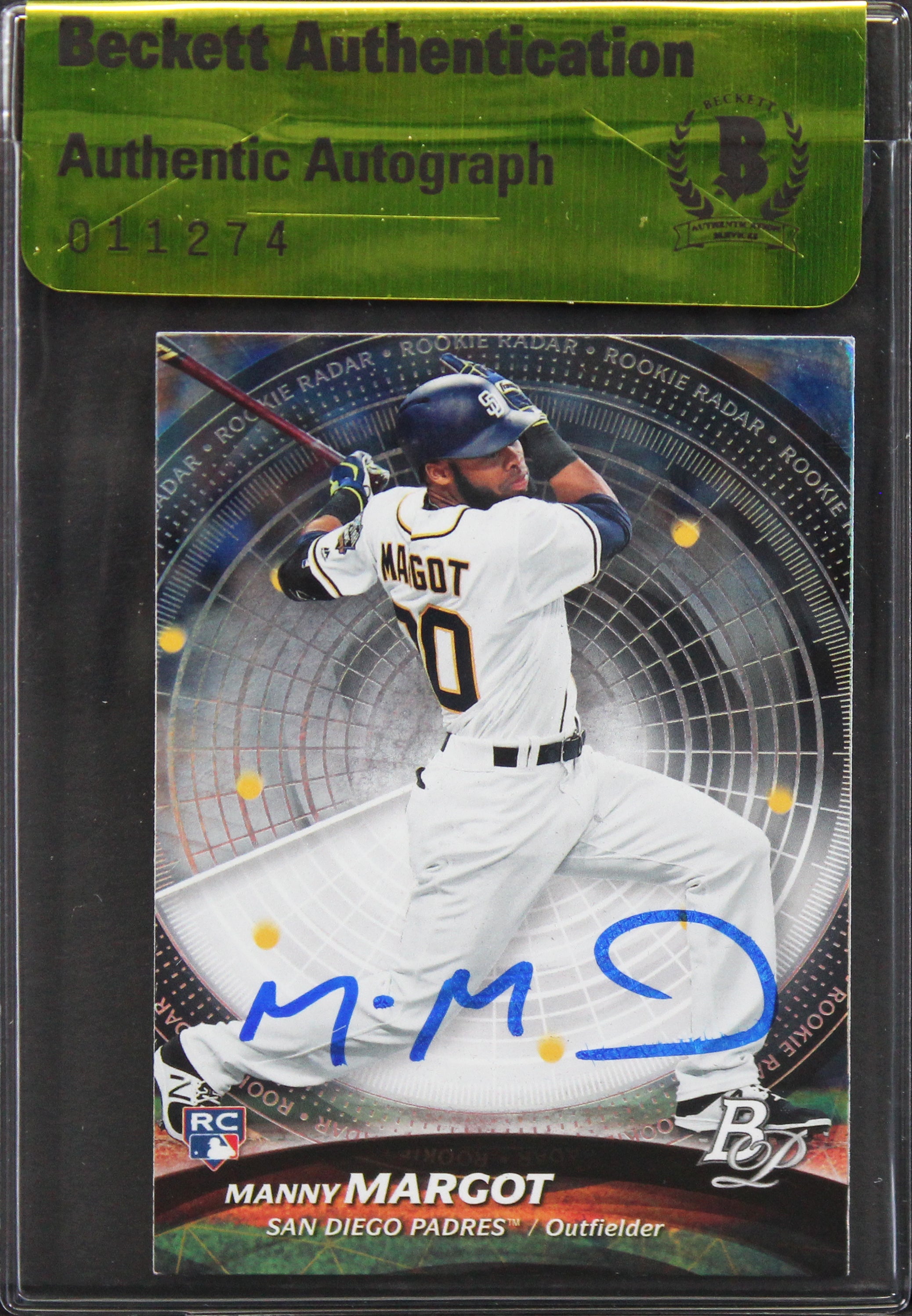 Padres Manny Margot Signed 2017 Bowman Platinum #RR-MM Rookie Card BAS #11274