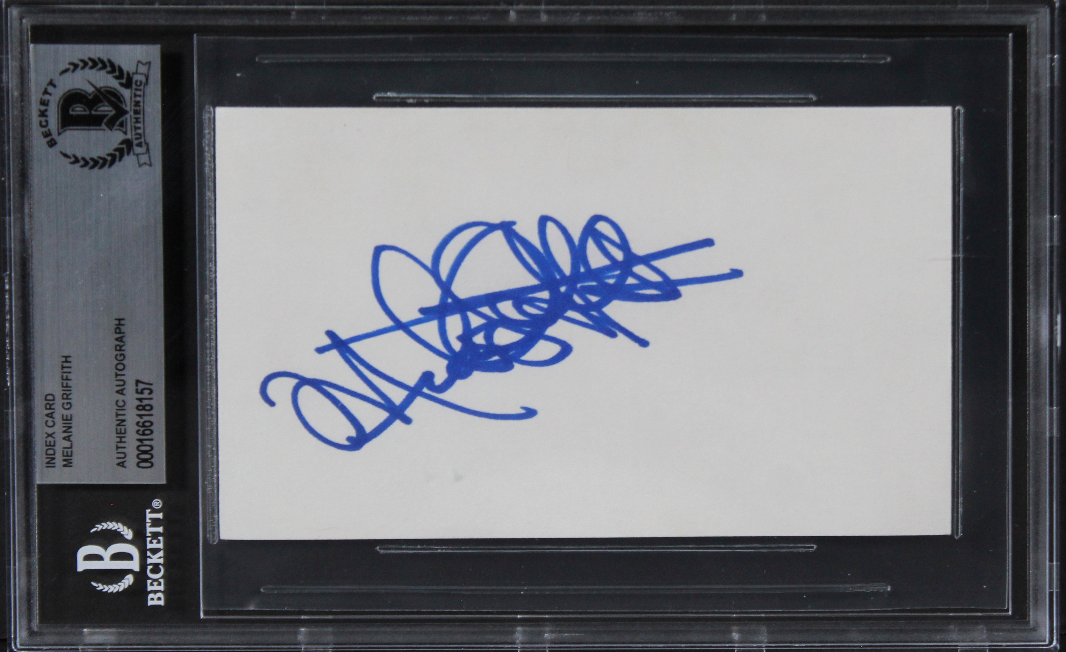 Melanie Griffith Working Girl Authentic Signed 3x5 Index Card BAS Slabbed