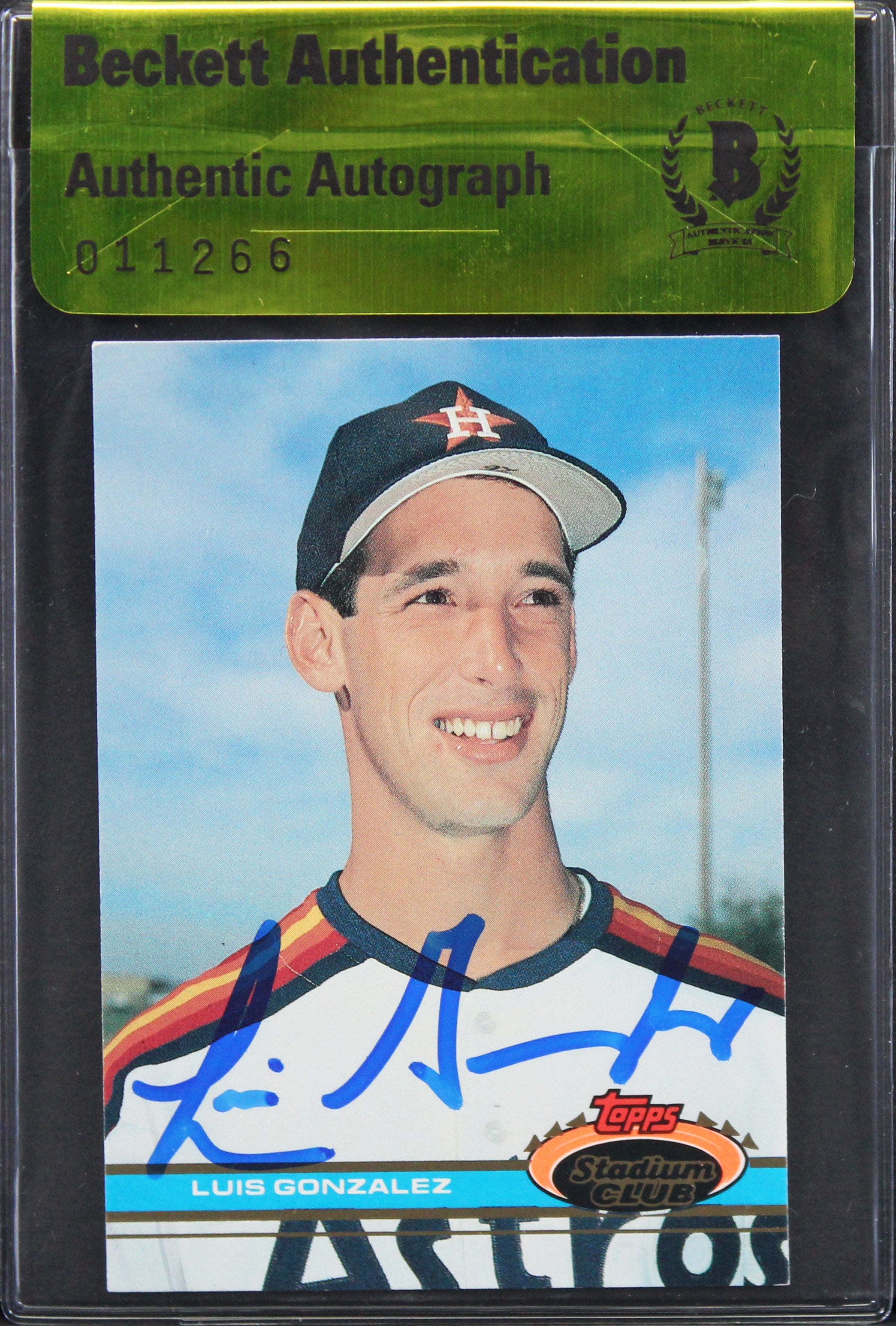 Astros Luis Gonzalez Authentic Signed 1990 Topps Stadium #576 RC Card BAS #11266