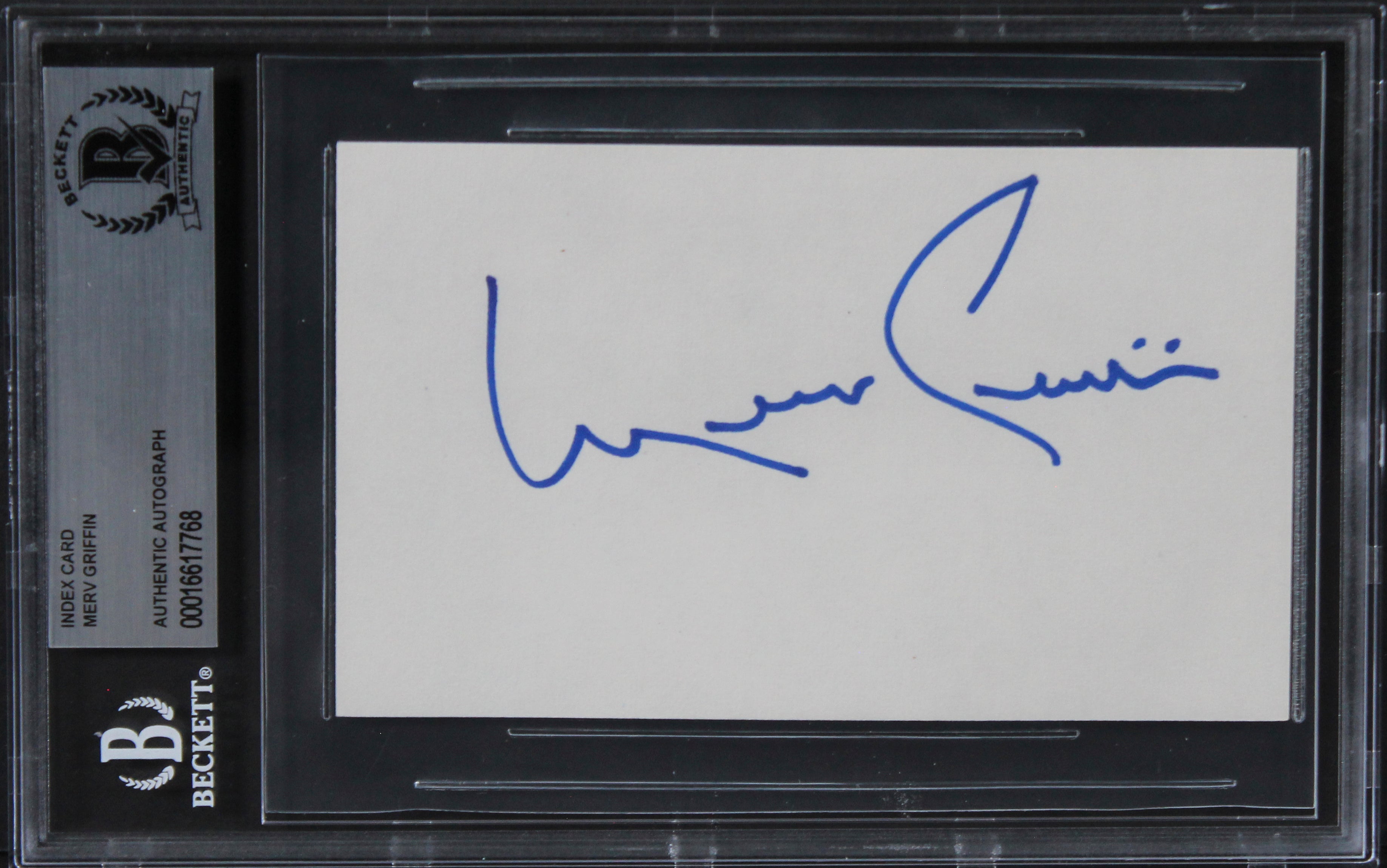 Merv Griffin The Merv Griffin Show Authentic Signed 3x5 Index Card BAS Slabbed 2