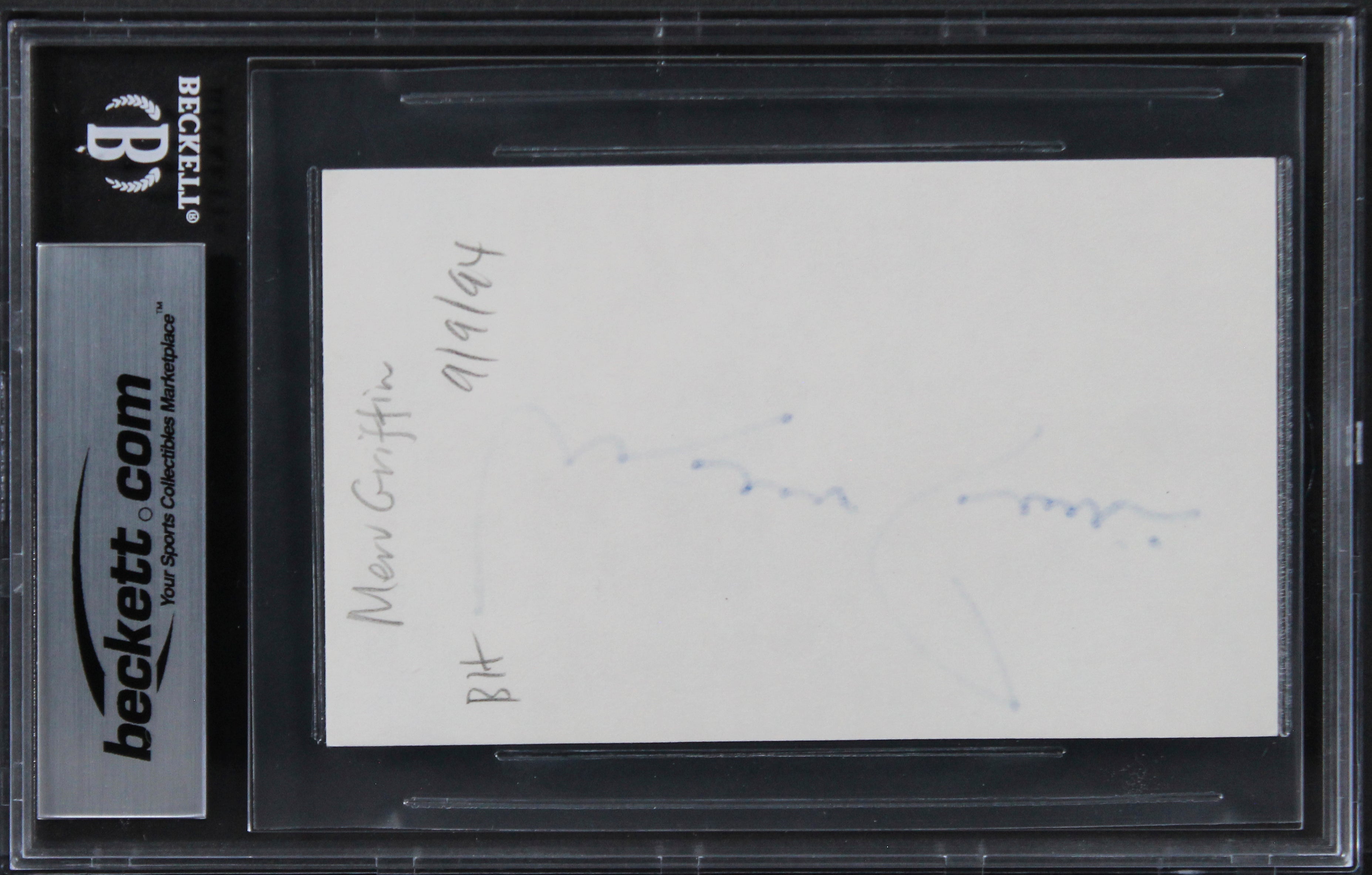 Merv Griffin The Merv Griffin Show Authentic Signed 3x5 Index Card BAS Slabbed 2