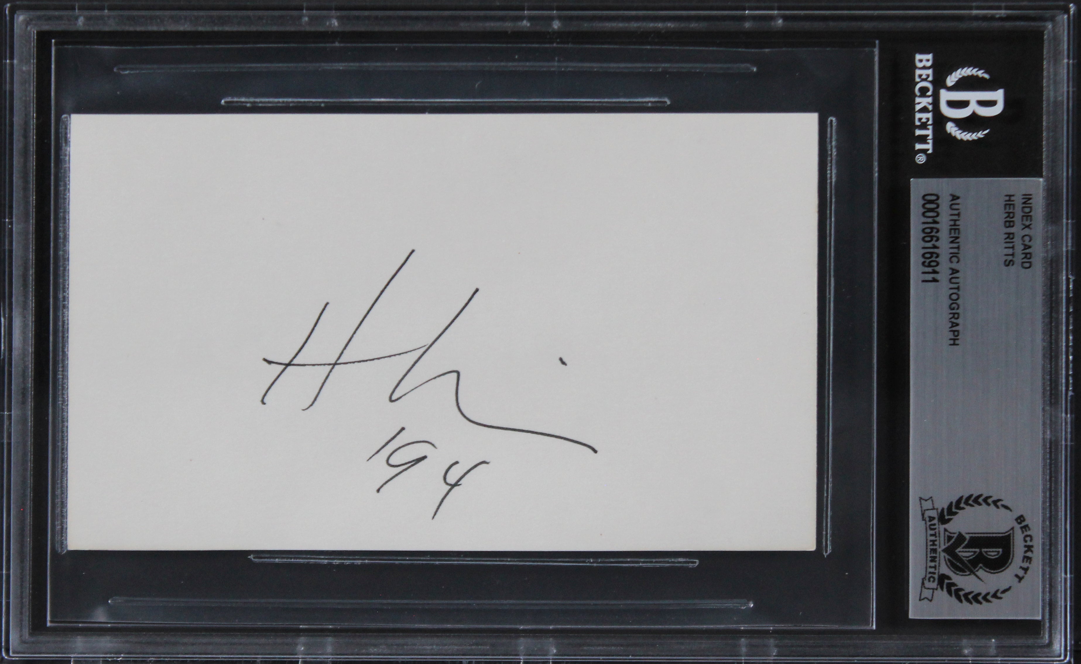 Herb Ritts "194" Authentic Signed 3x5 Index Card Autographed BAS Slabbed 2