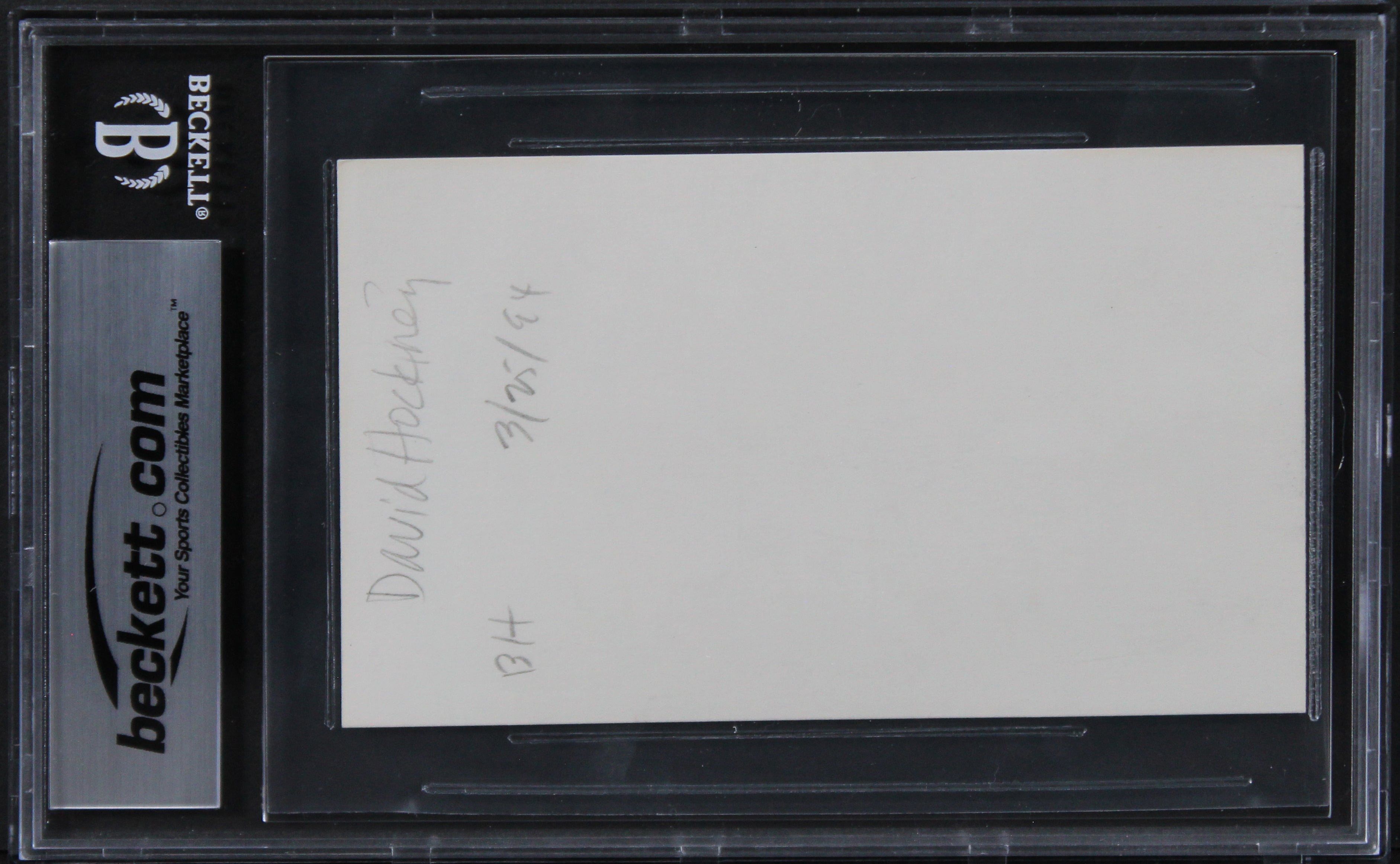 David Hockney Something's Gotta Give Authentic Signed 3x5 Index Card BAS Slabbed