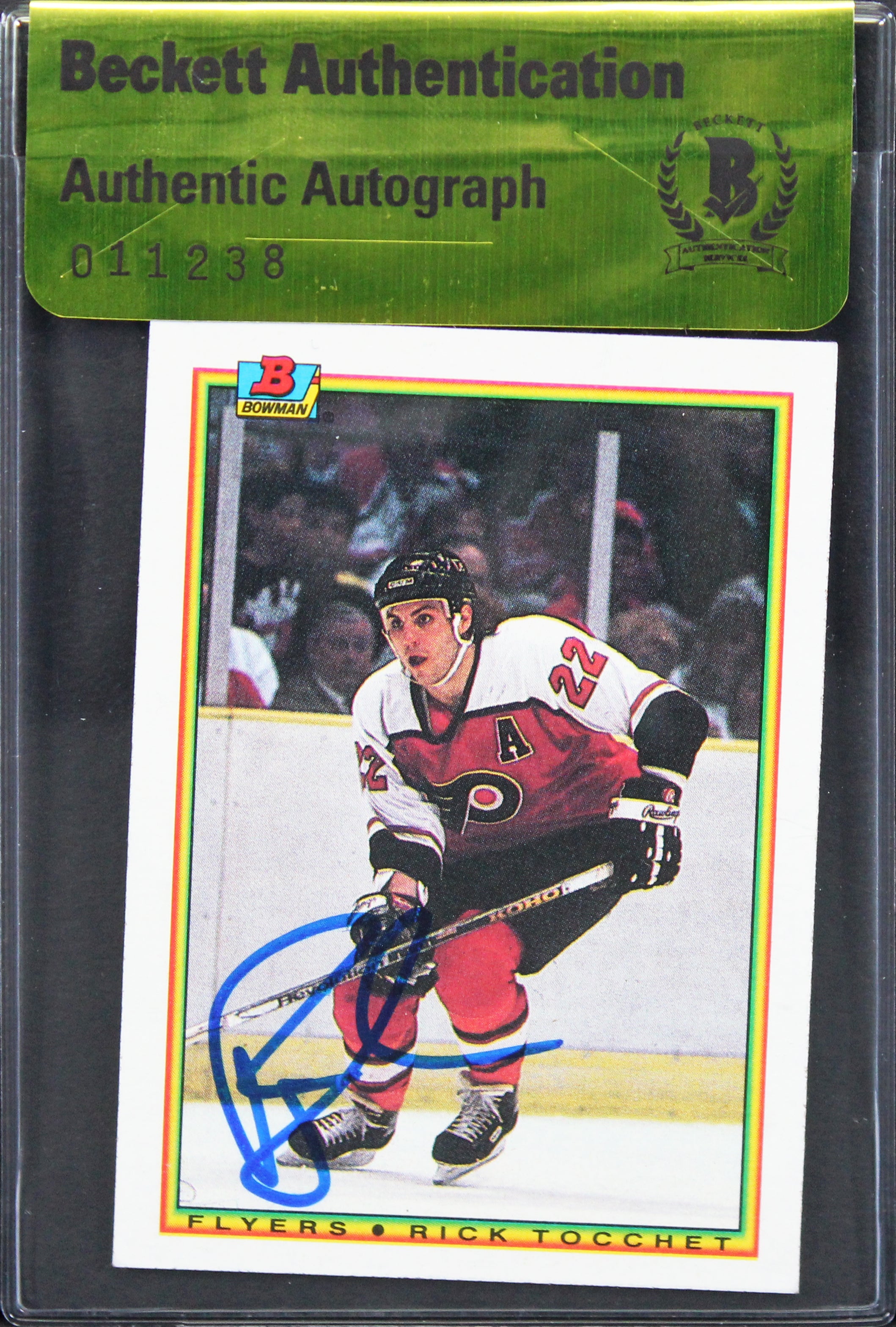 Flyers Rick Tocchet Authentic Signed 1990 Bowman #108 Card BAS #11238