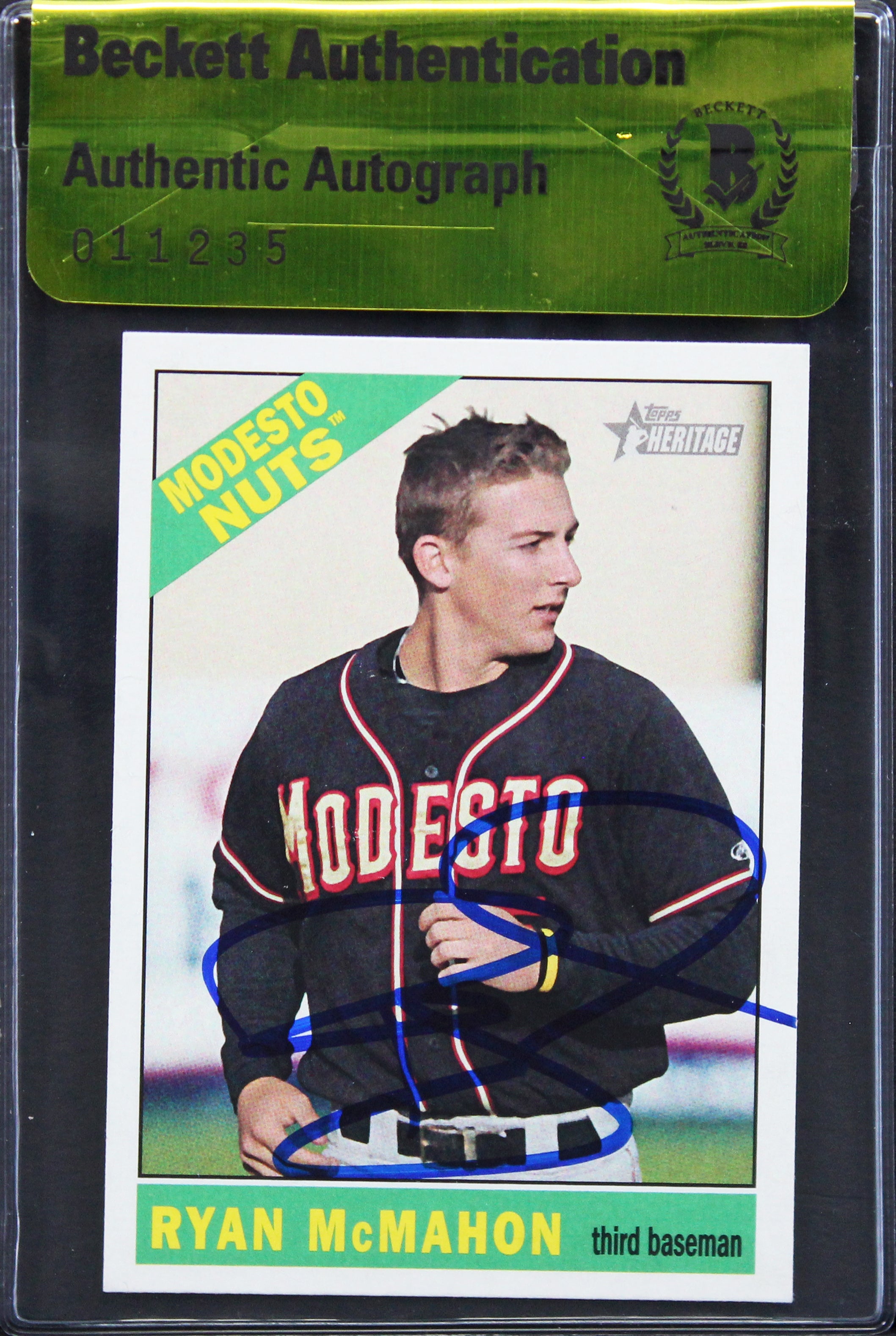 Rockies Ryan McMahon Authentic Signed 2015 Topps Heritage #165 Card BAS #11235