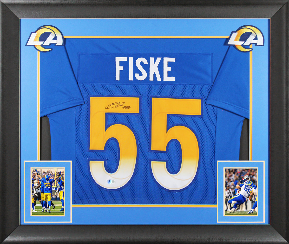 Rams Braden Fiske Authentic Signed Blue Pro Style Framed Jersey BAS