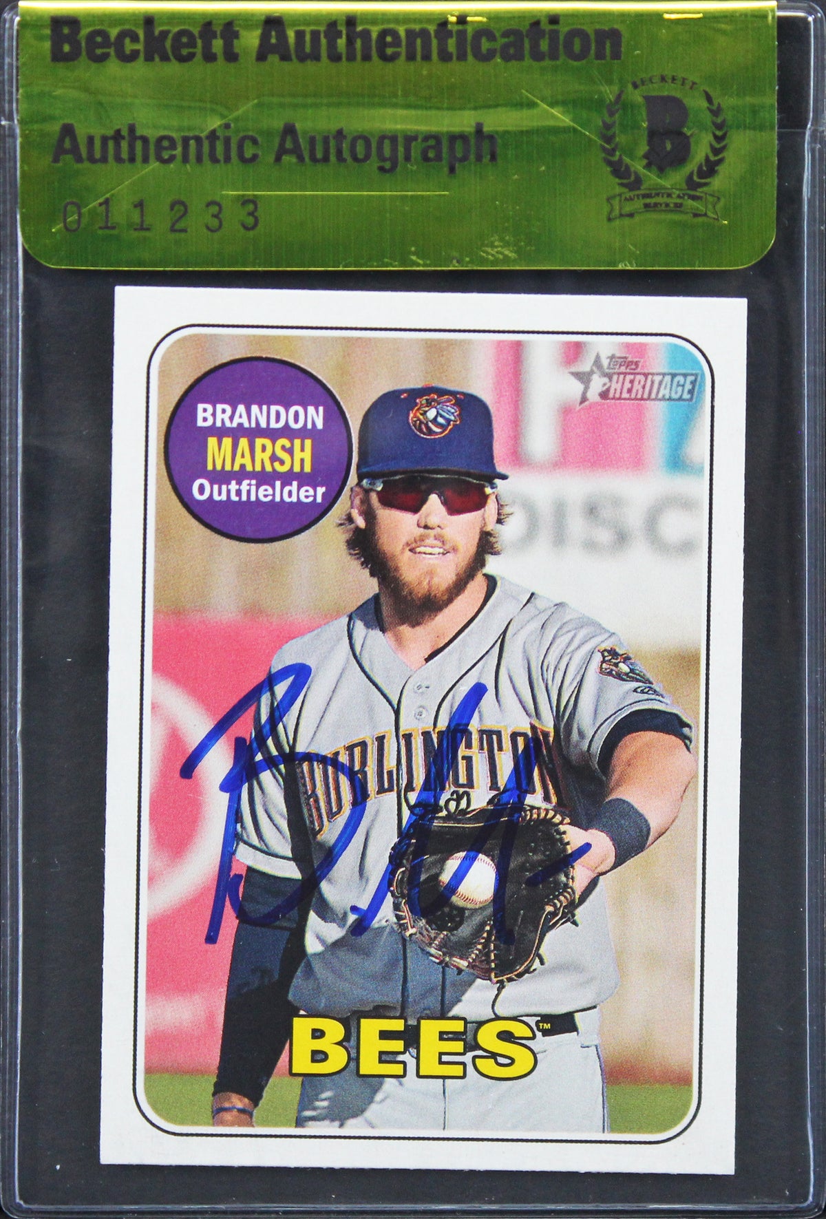Phillies Brandon Marsh Authentic Signed 2018 Topps Heritage #4 Card BAS #11233