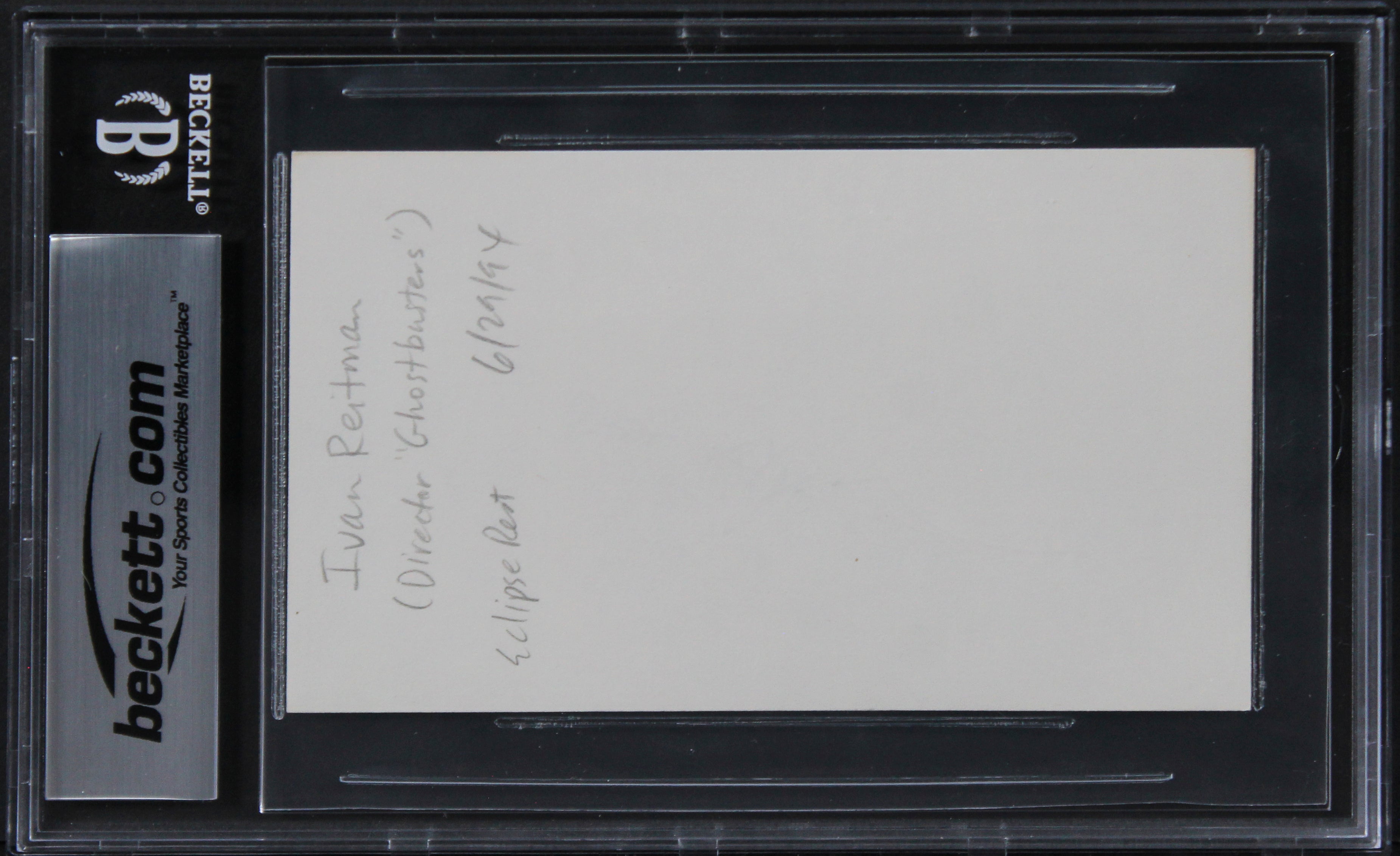 Ivan Reitman Ghostbusters Authentic Signed 3x5 Index Card BAS Slabbed 2