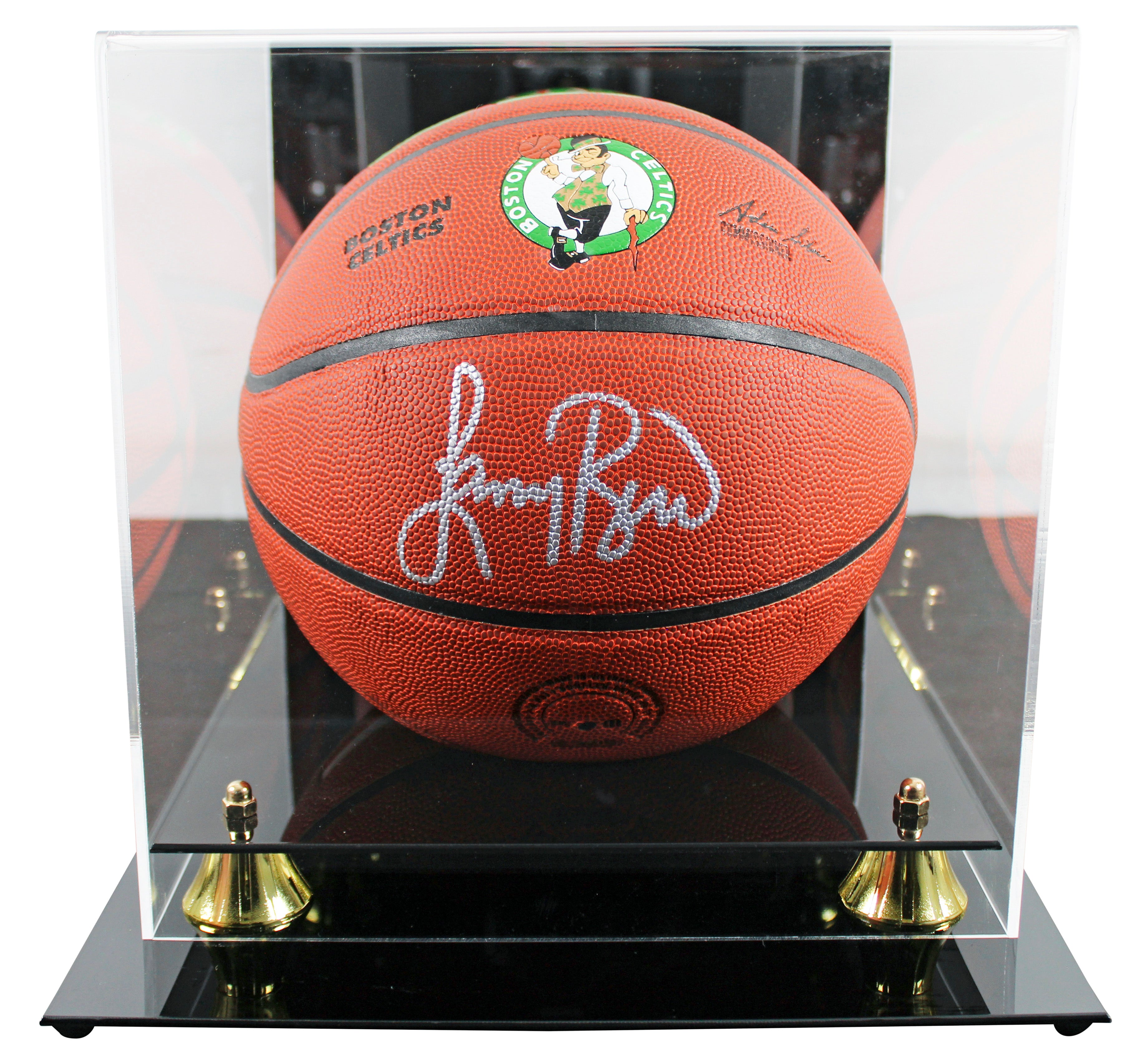 Celtics Larry Bird Signed Wilson Celtics Logo Basketball W/ Case BAS Witnessed