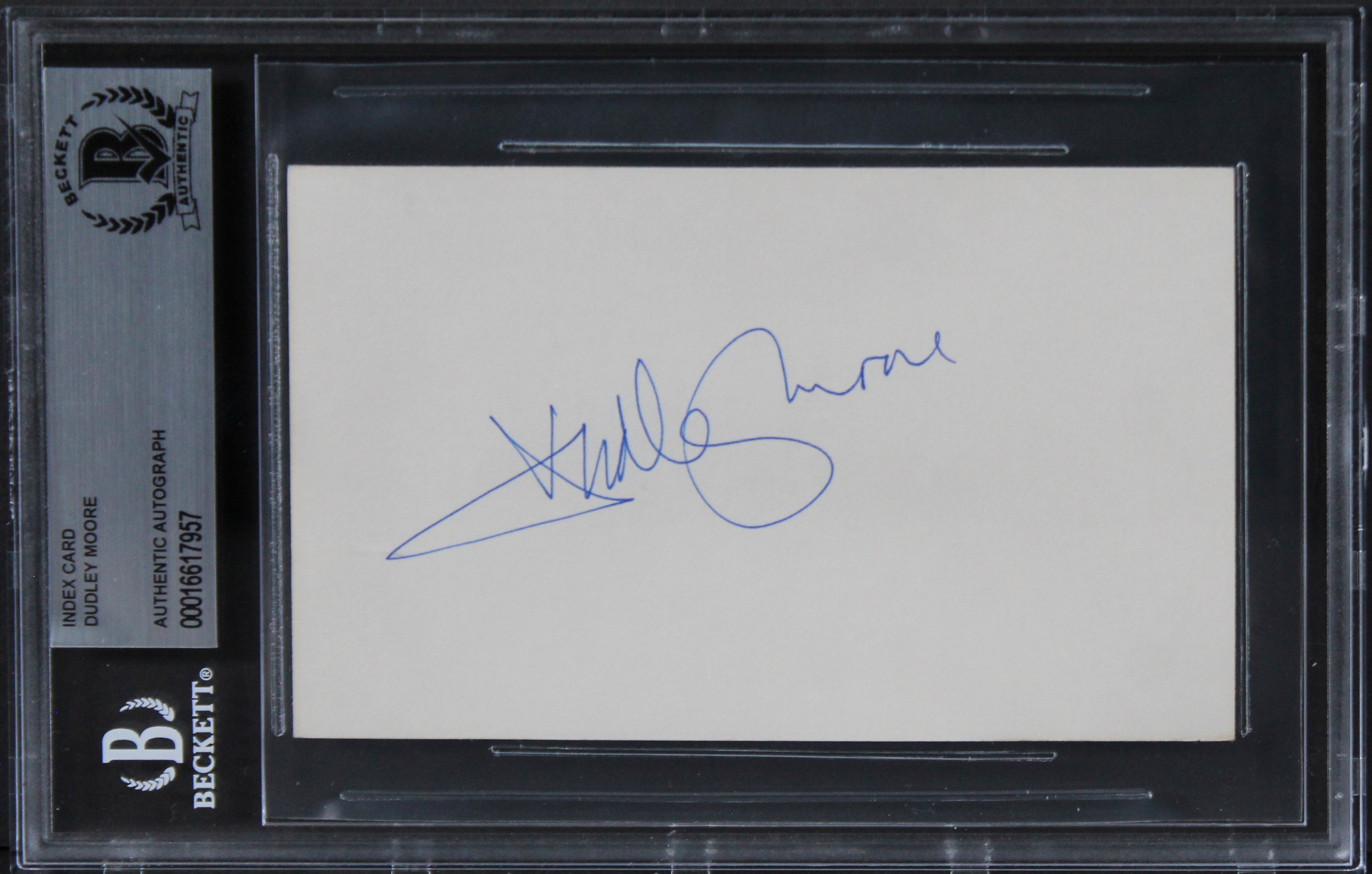 Dudley Moore Arthur Authentic Signed 3x5 Index Card Autographed BAS Slabbed