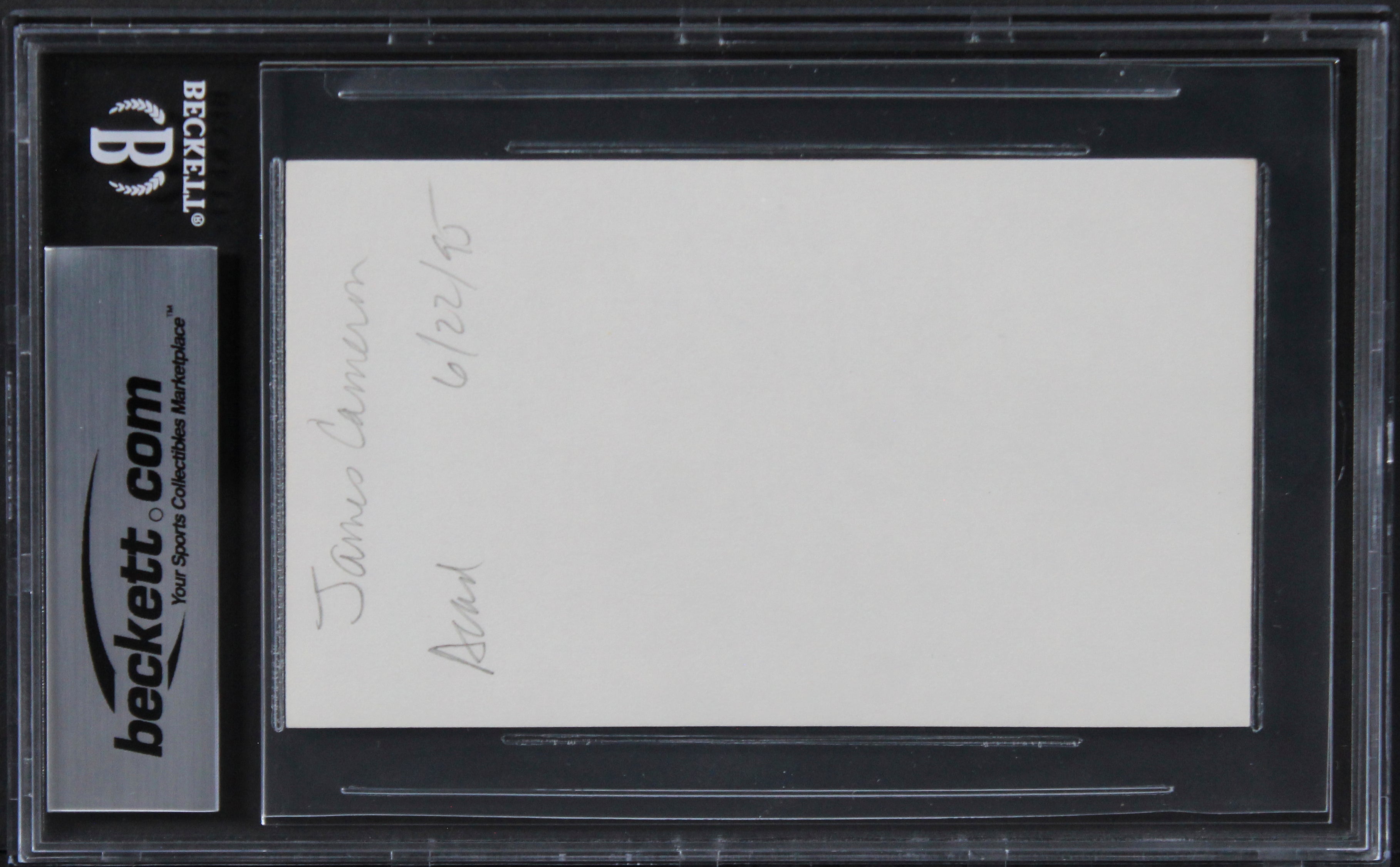 James Cameron Titanic Authentic Signed 3x5 Index Card Autographed BAS Slabbed 1