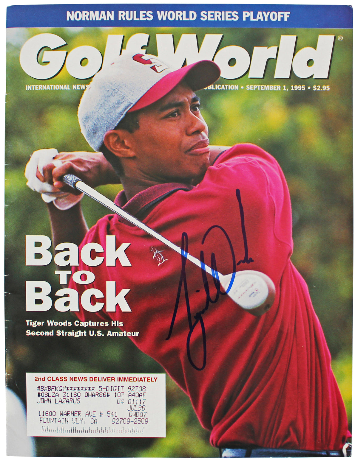 Tiger Woods Authentic Signed Sept. 1995 Golf World Magazine PSA/DNA #AG01441
