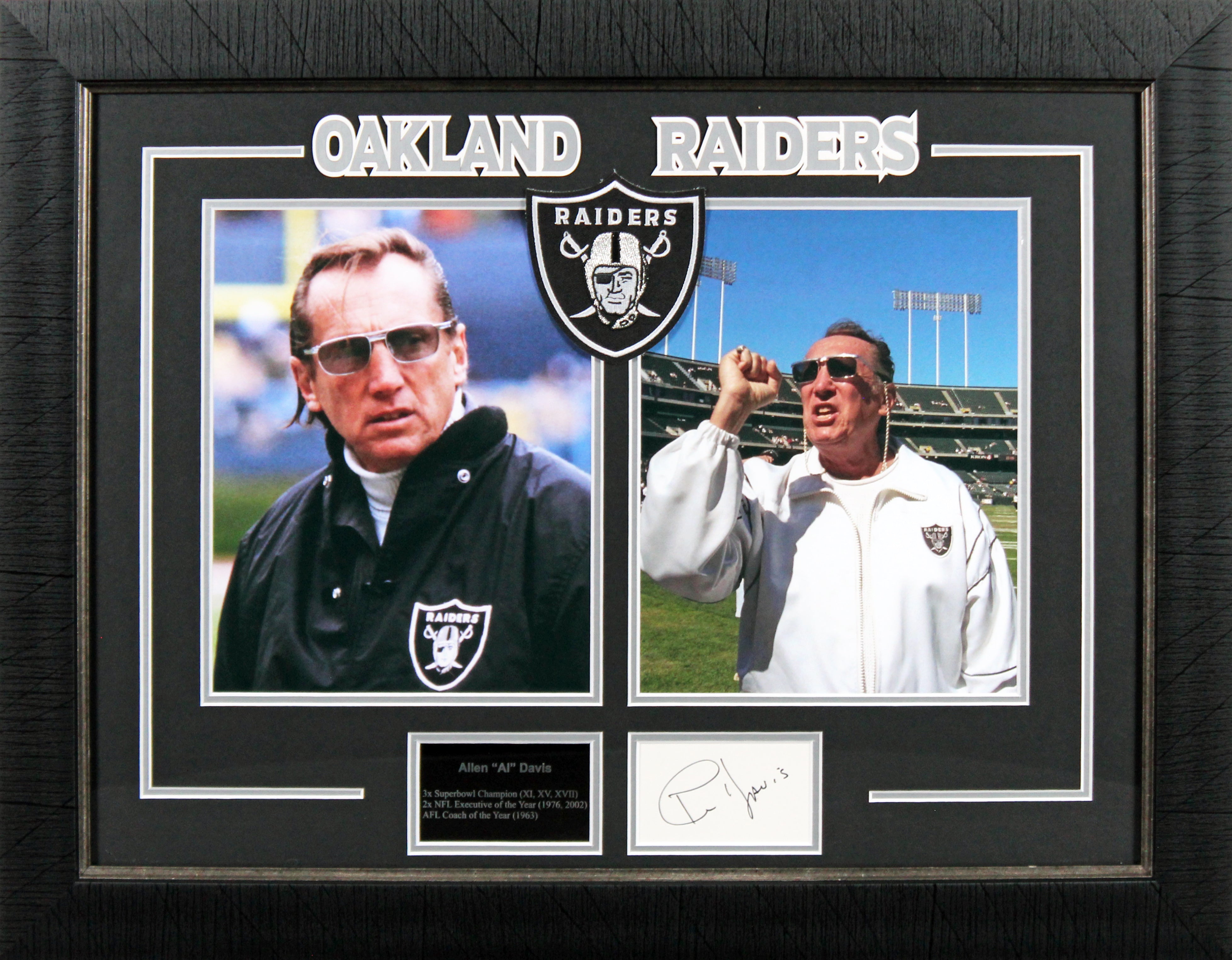 Raiders Al Davis Authentic Signed 3x5 Index Card Framed Display BAS #AD04951