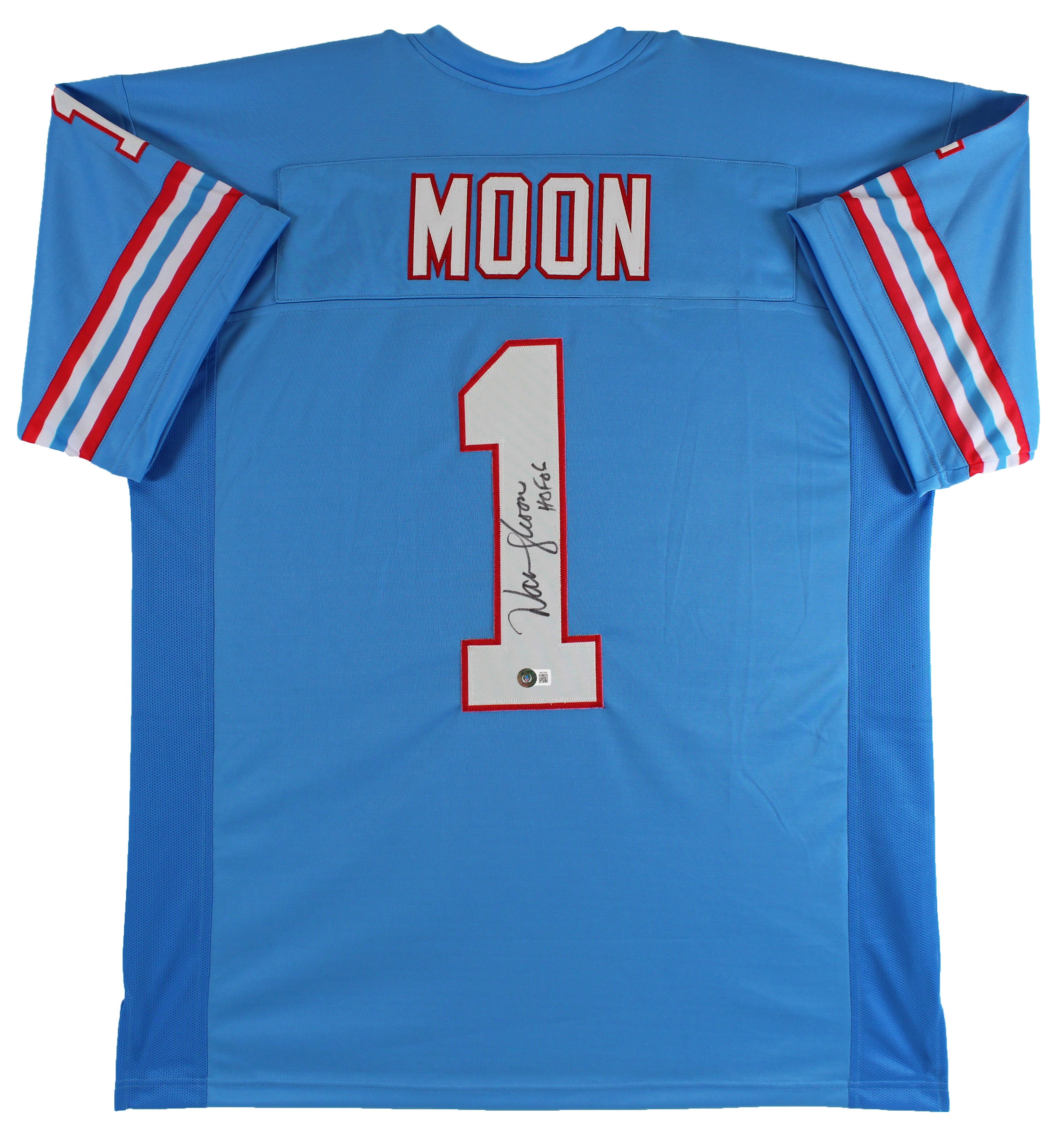 ** HOLIDAY DOORBUSTER ** Warren Moon HOF 06 Authentic Signed Light Blue Pro Style Jersey Autographed BAS