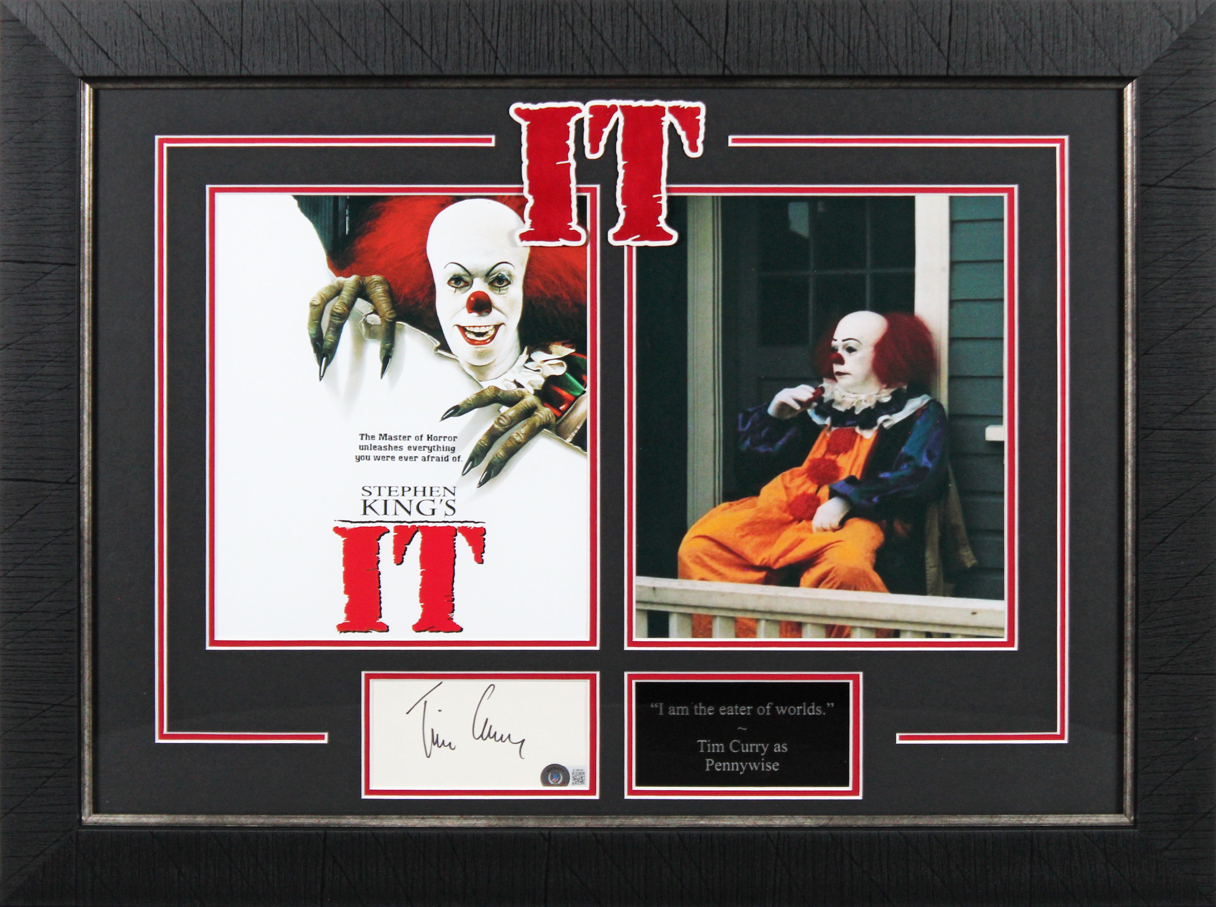 Tim Curry IT Authentic Signed 3x5 Index Card Framed Display Autographed BAS