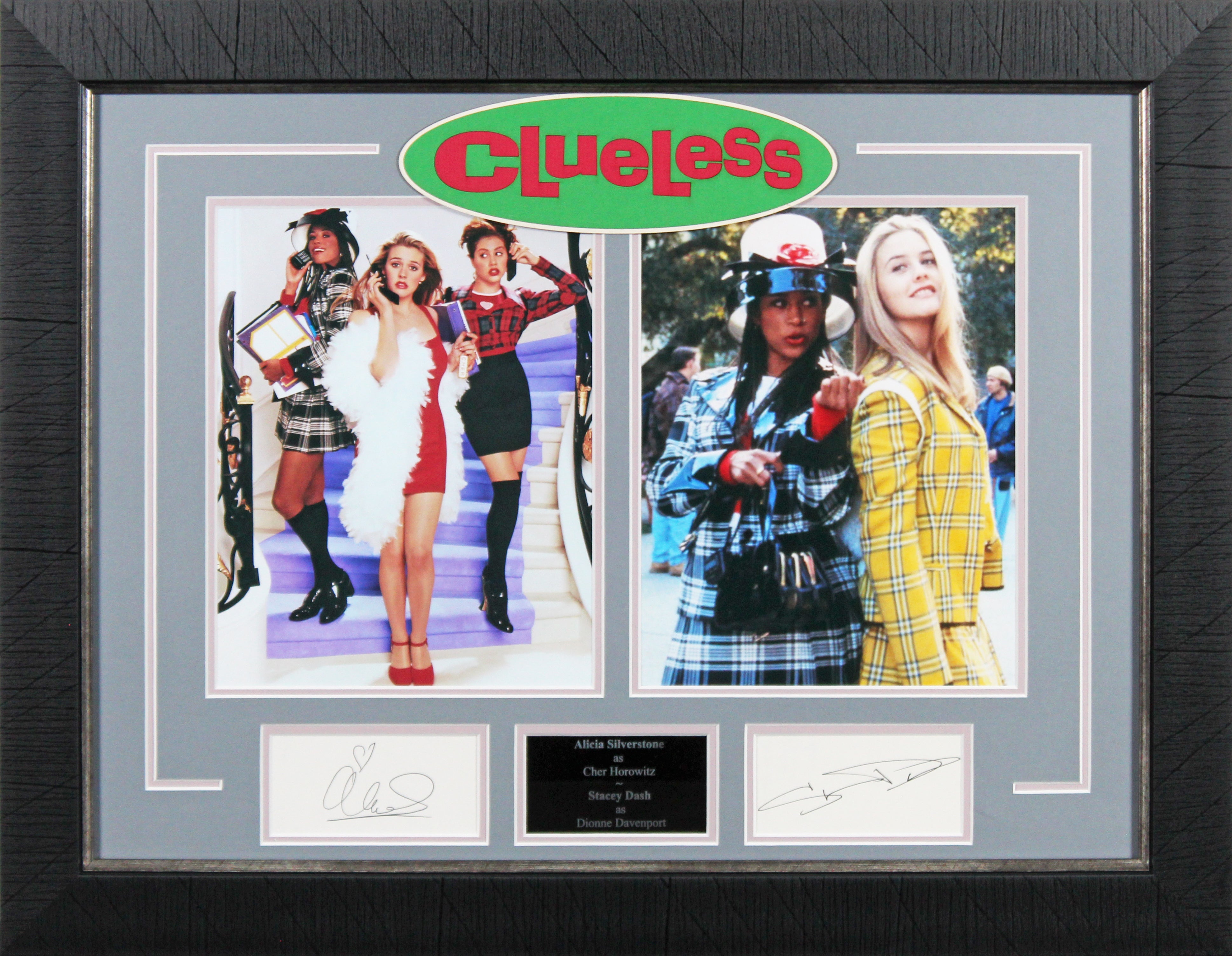 Alicia Silverstone & Stacy Dash Clueless Signed Index Card Framed Display BAS