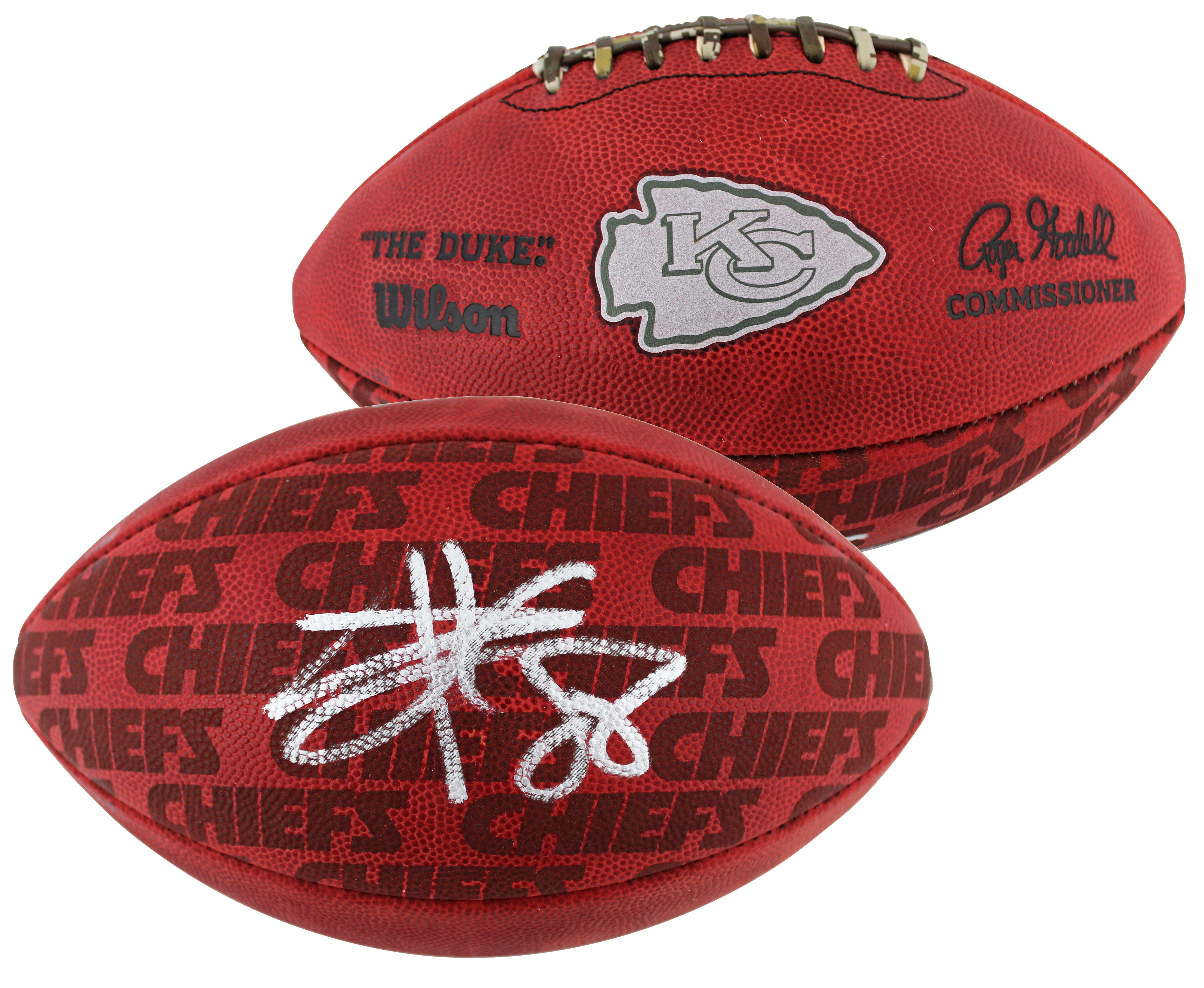 Chiefs Travis Kelce Signed Wilson "The Duke" Team Showcase Nfl Football BAS Wit
