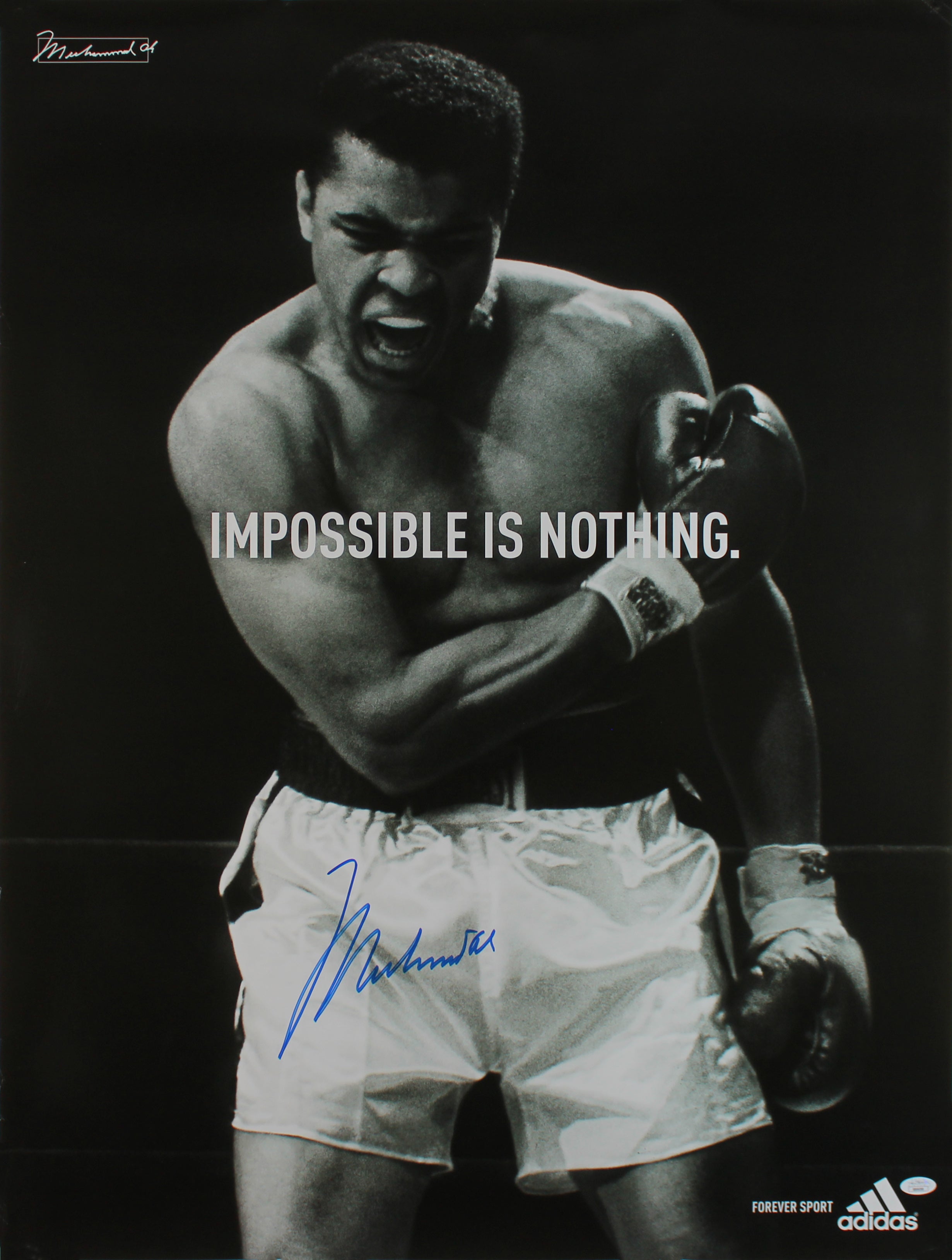 Muhammad Ali Authentic Signed 26.75x33.75 Adidas Promotional Poster JSA #XX66088