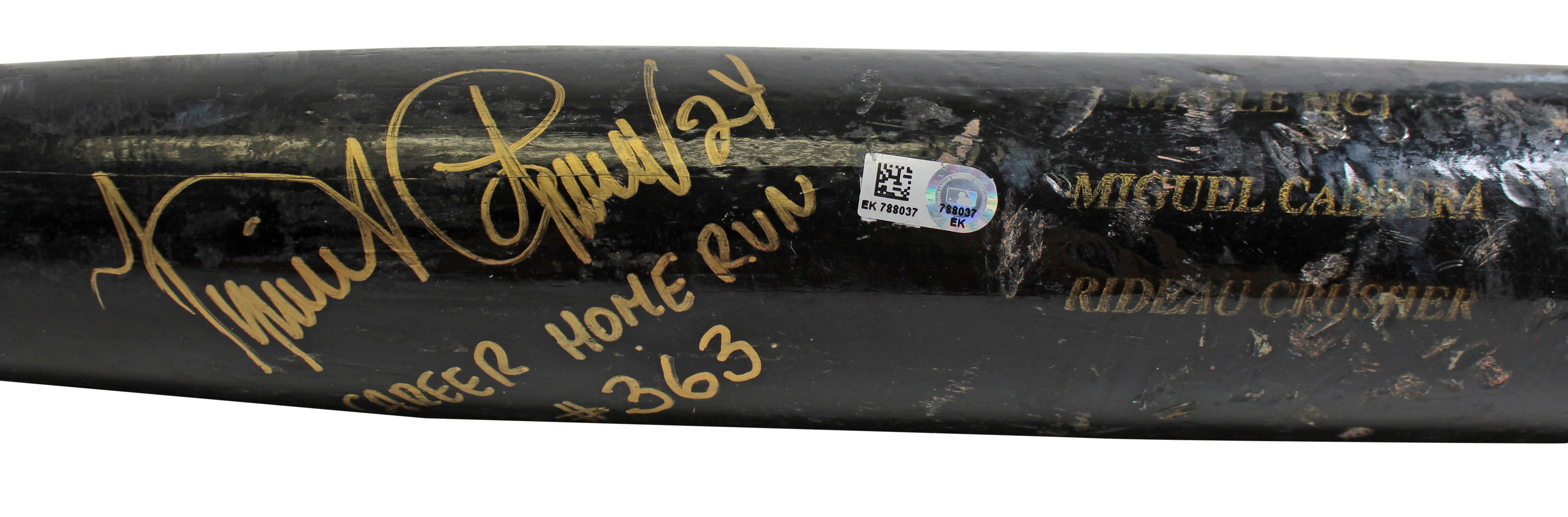 Tigers Miguel Cabrera Career Home Run #363 Signed '13 Game Used Sam Bat MLB PSA