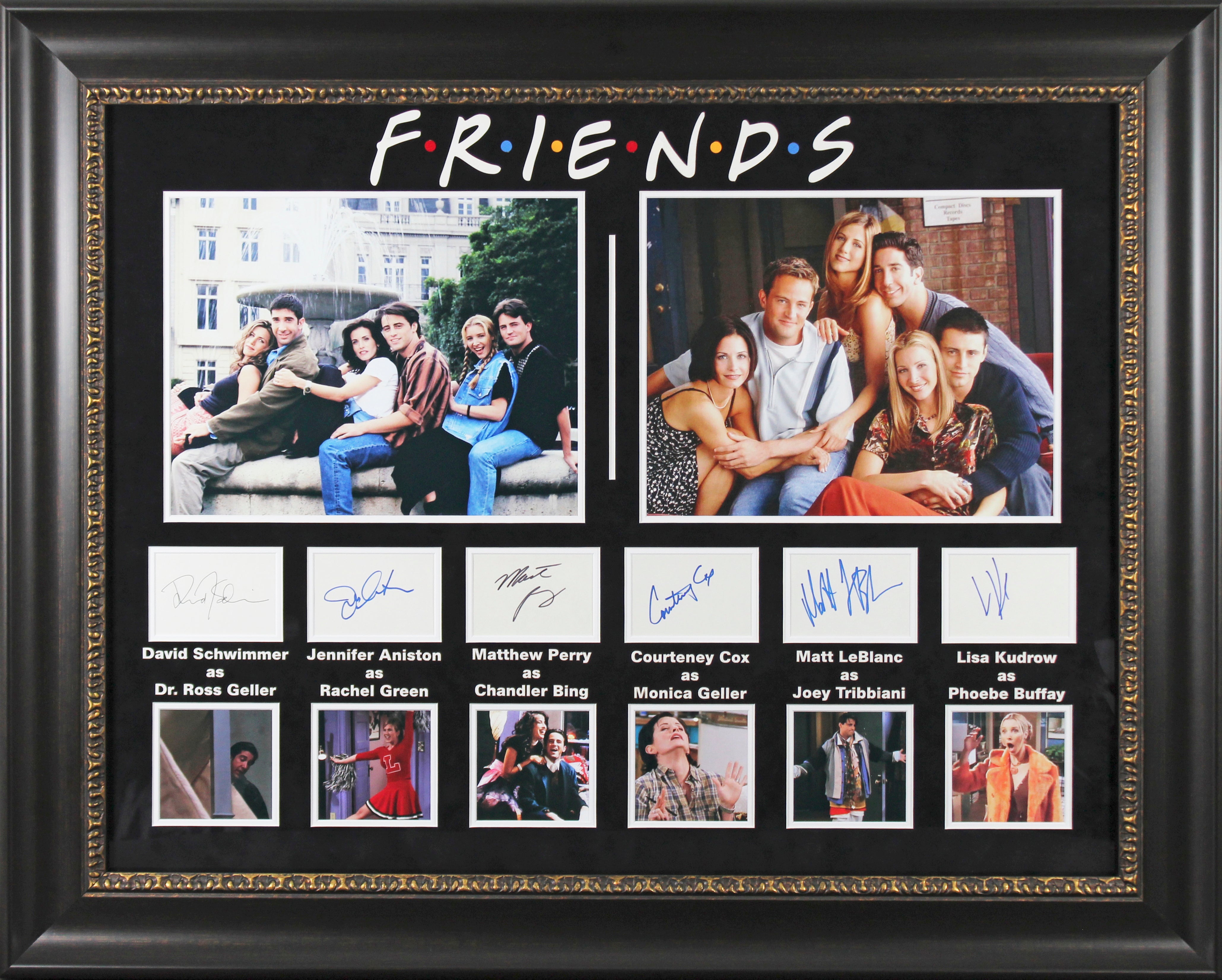 Friends (6) Perry, Aniston, Schwimmer, Cox +2 Signed Framed Display BAS #AD04971