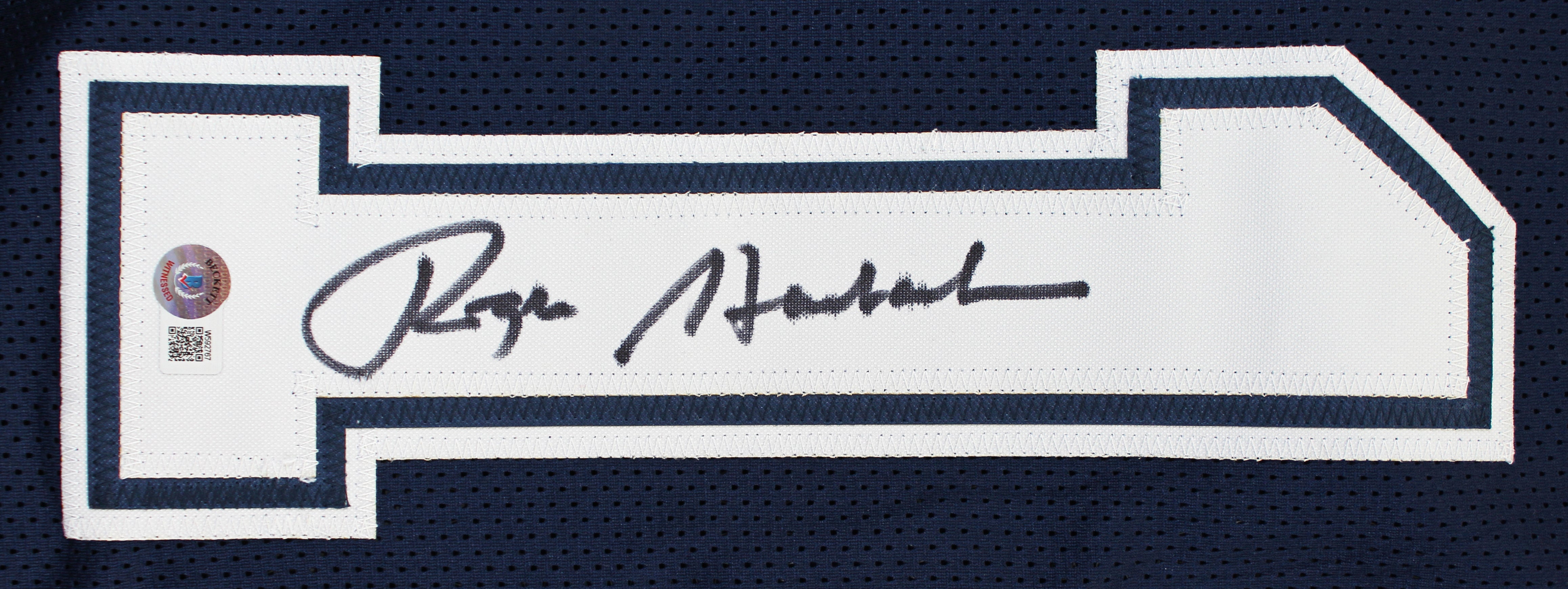Roger Staubach Authentic Signed Navy Blue Pro Style Jersey BAS Witnessed