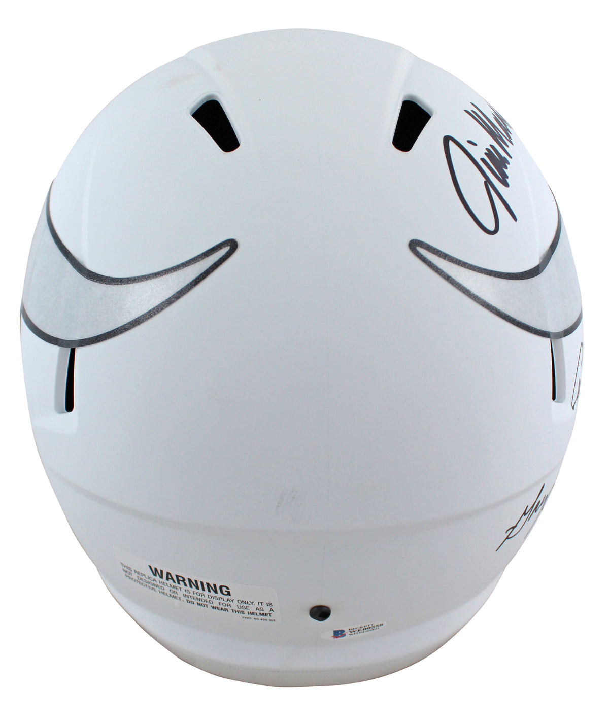 Vikings Purple People Eaters (4) Signed Flat White F/S Speed Rep Helmet BAS Wit