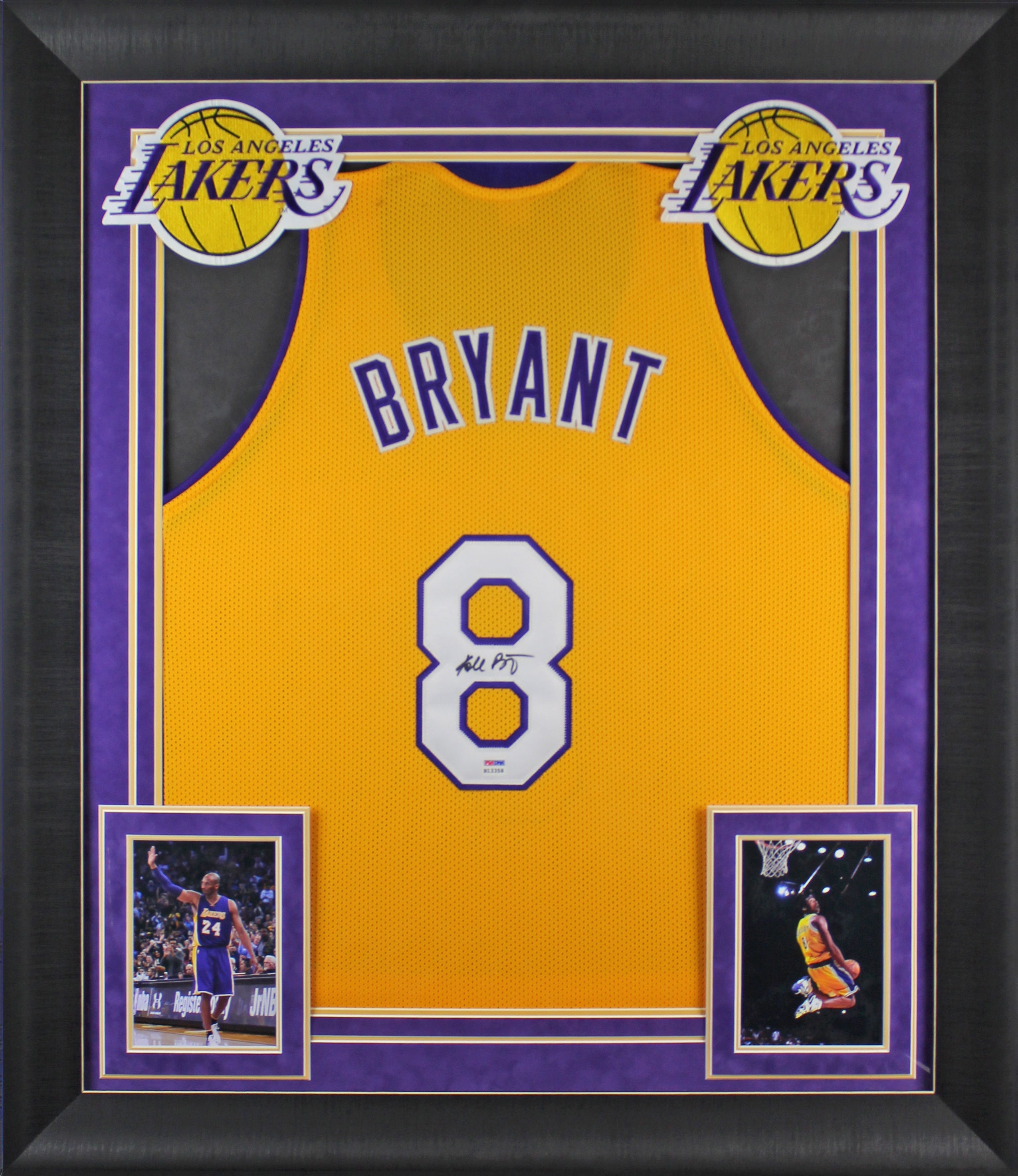 Kobe Bryant Signed Yellow Framed Pro Style Jersey w/ Rookie Signature PSA/DNA