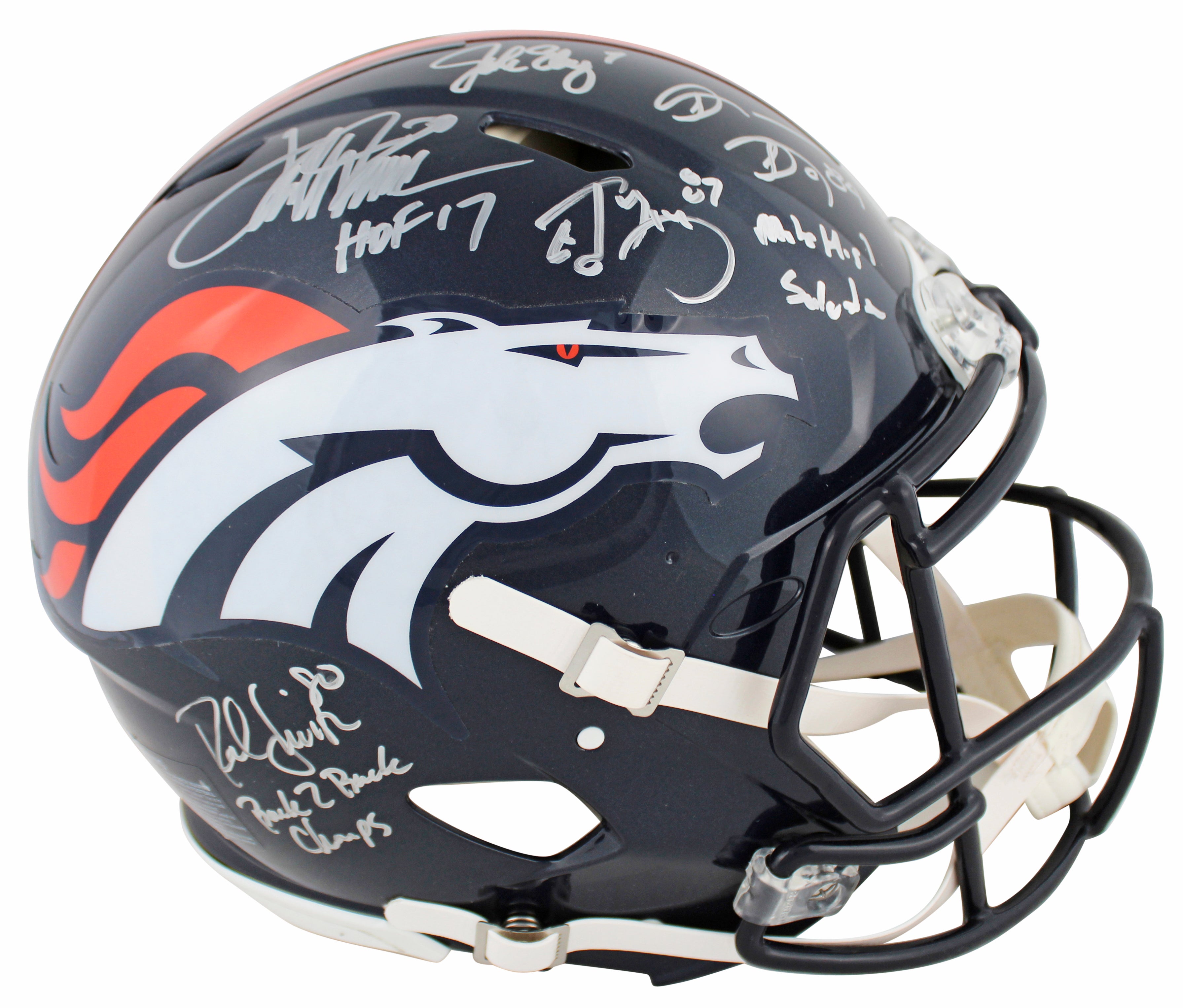 Broncos (5) Elway, Sharpe, Davis, Smith +1 Signed F/S Speed Proline Helmet BAS W