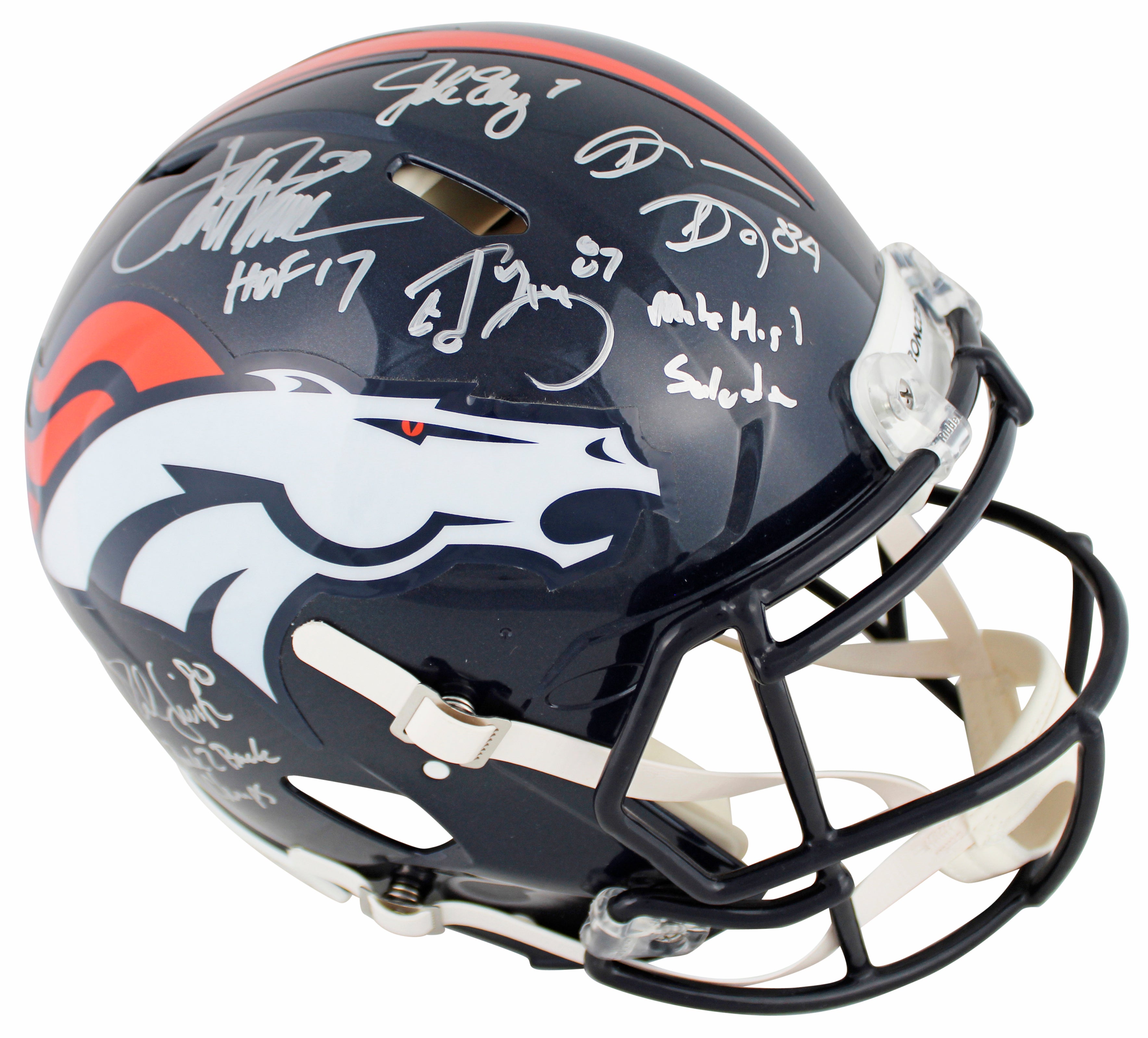 Broncos (5) Elway, Sharpe, Davis, Smith +1 Signed F/S Speed Proline Helmet BAS W