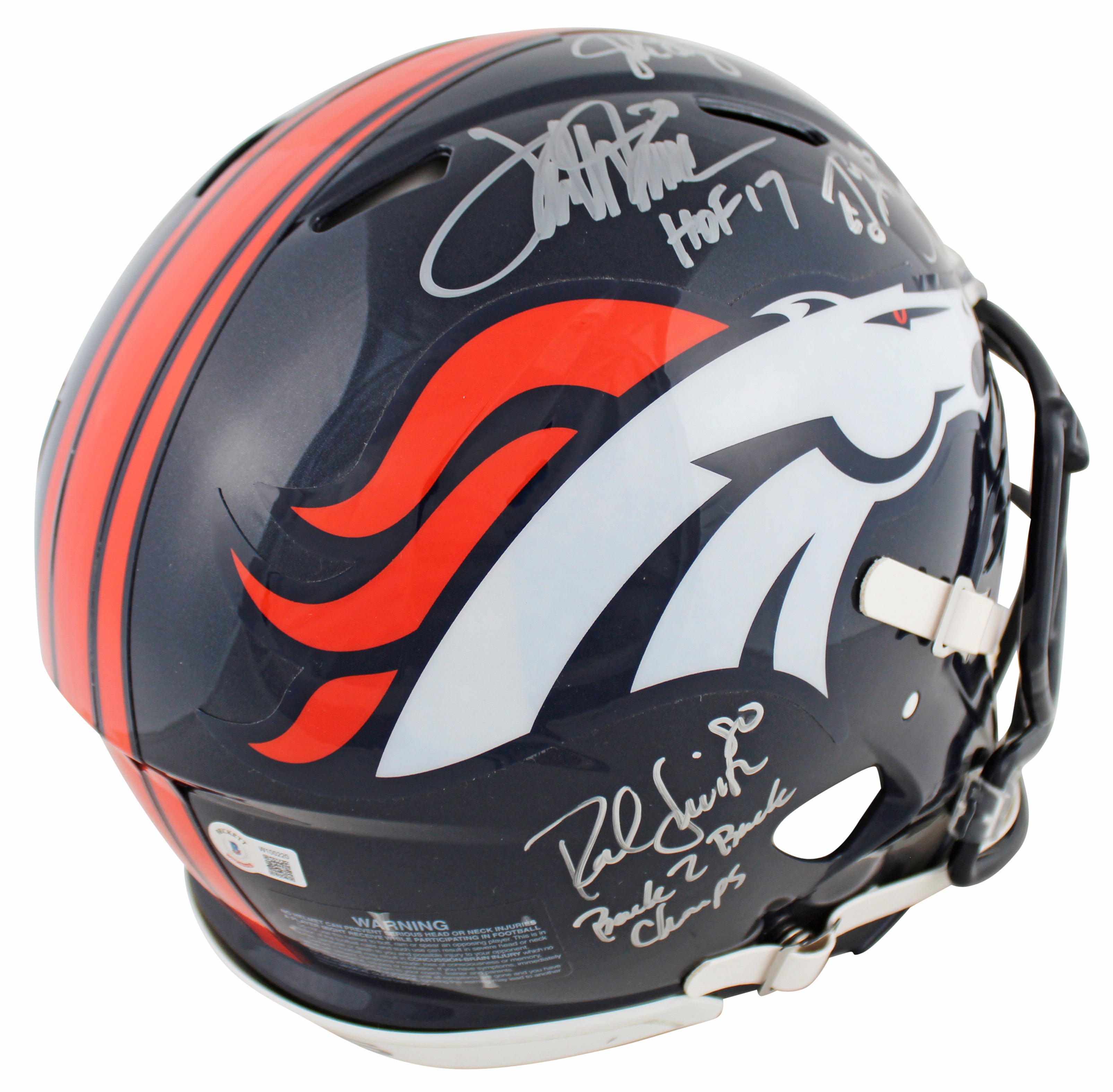 Broncos (5) Elway, Sharpe, Davis, Smith +1 Signed F/S Speed Proline Helmet BAS W