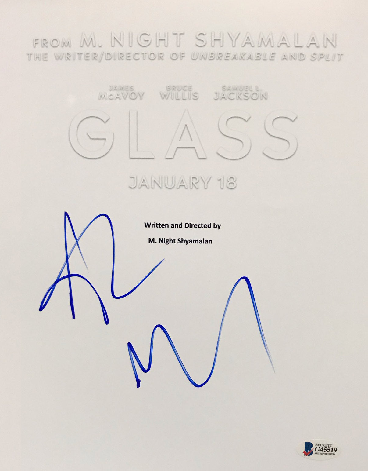 M. Night Shyamalan & Anya Taylor Joy Signed Glass Movie Script Cover BAS #G45519