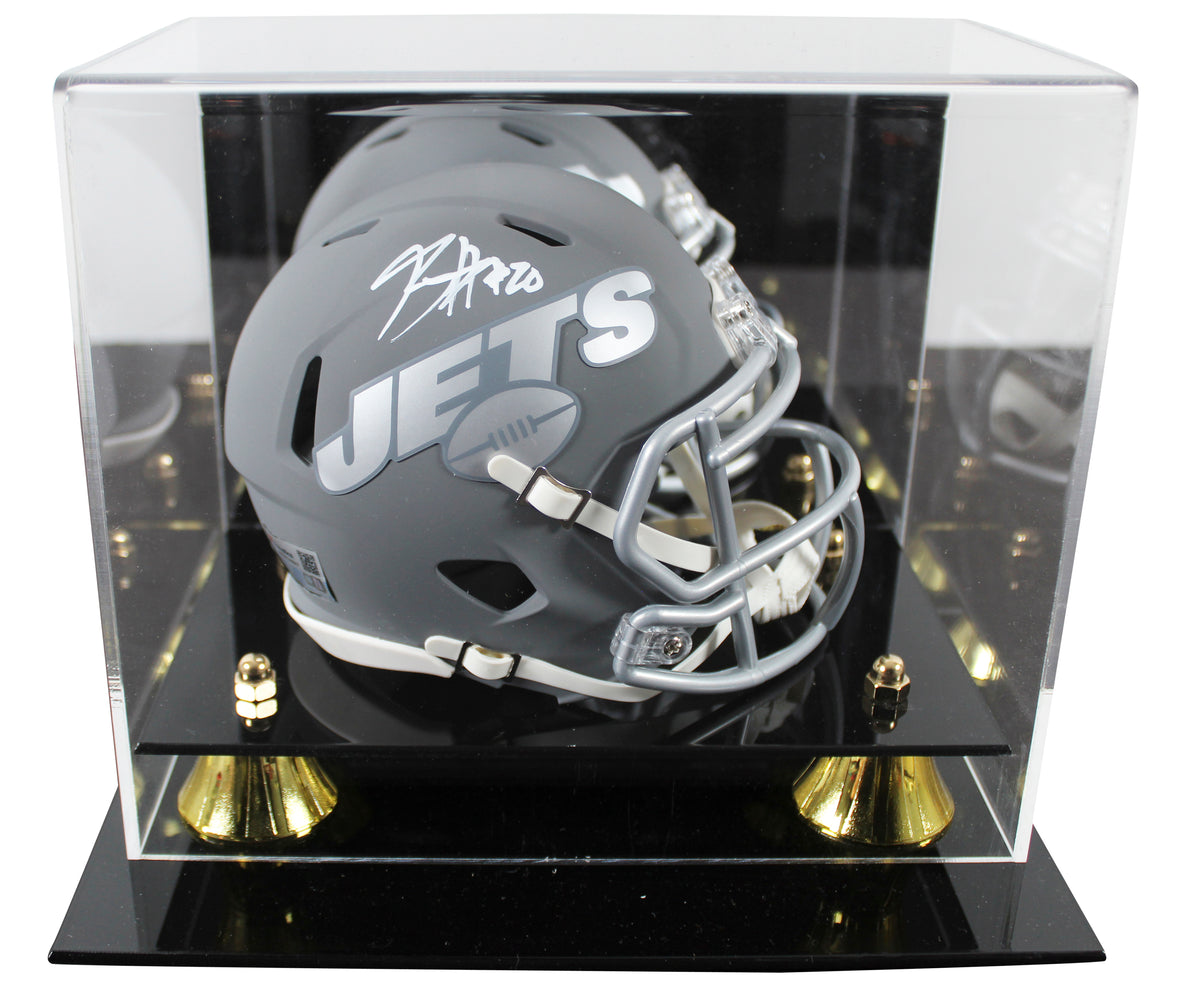 Jets Breece Hall Authentic Signed Slate Speed Mini Helmet W/ Case Fanatics