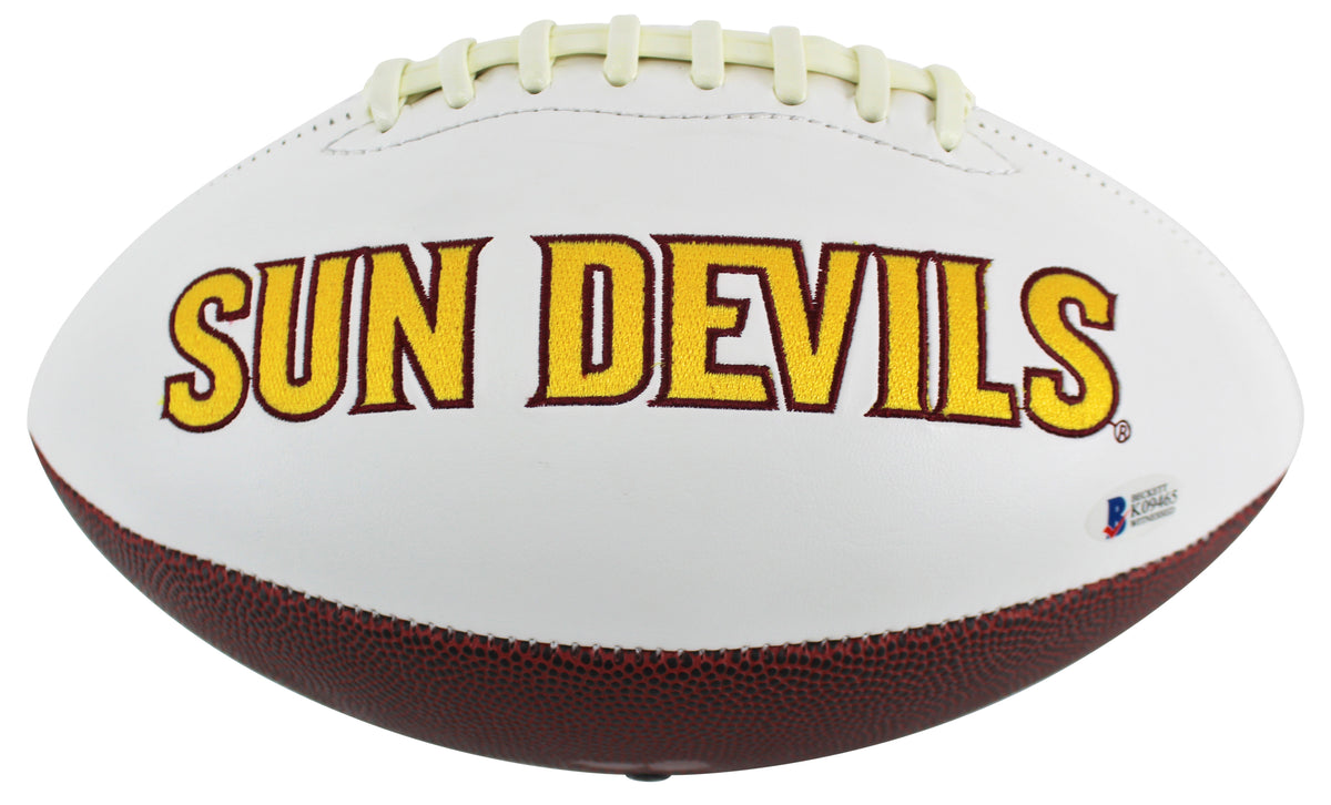 ASU Darren Woodson "Go Devils" Signed White Panel Logo Football BAS Witnessed