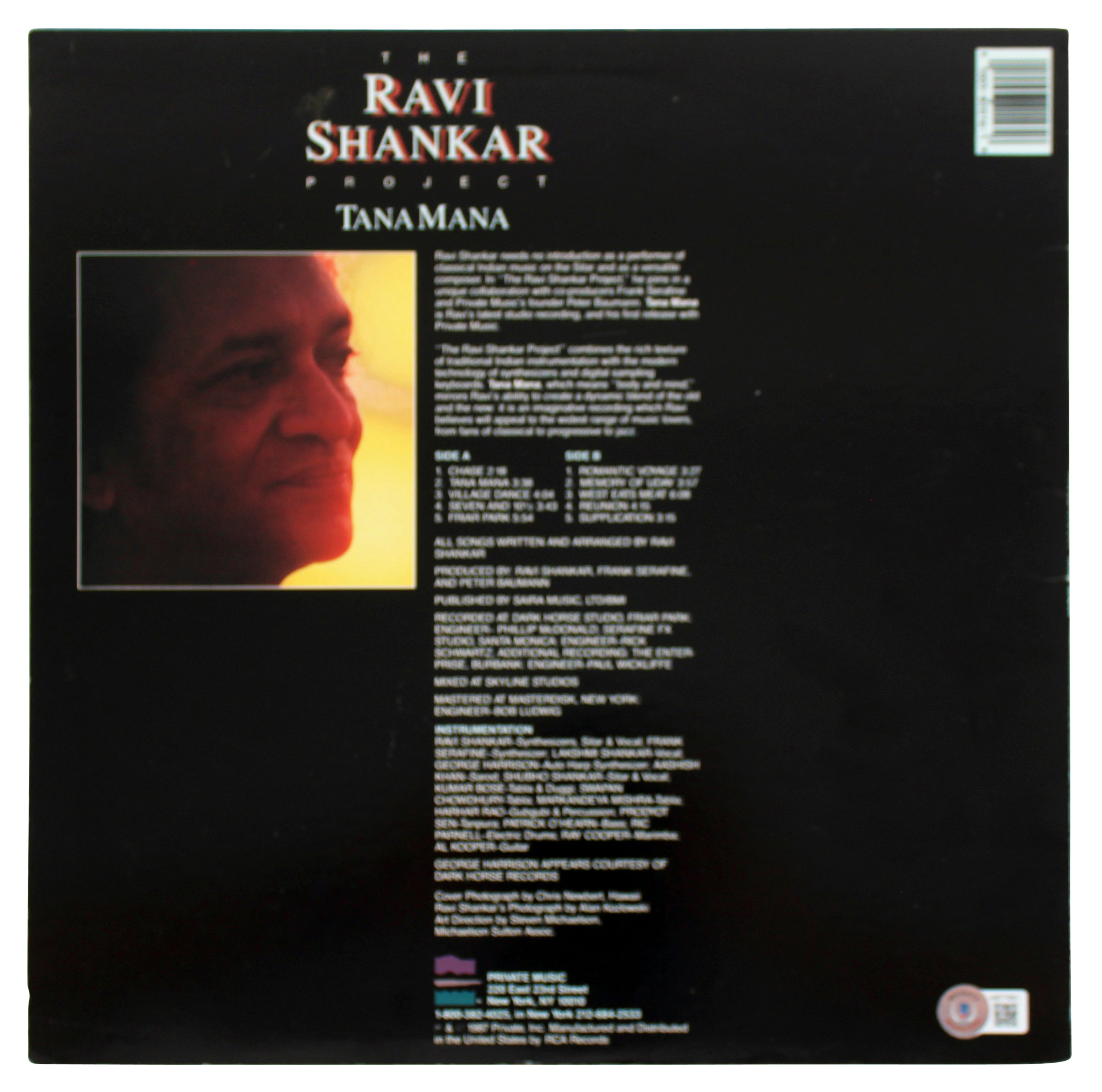 George Harrison & Ravi Shankar Authentic Signed Album Cover BAS #AB77881