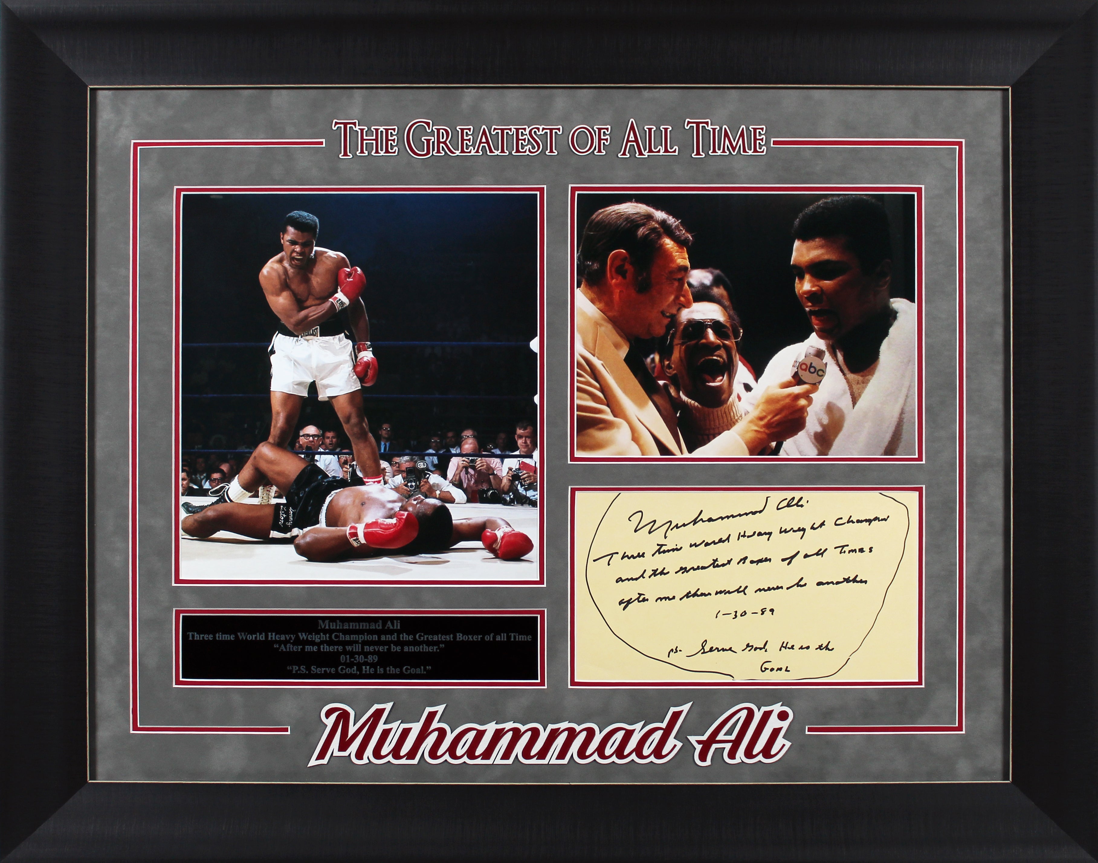 Muhammad Ali Authentic Signed 6x10.5 Handwritten Framed Display BAS #AB77968