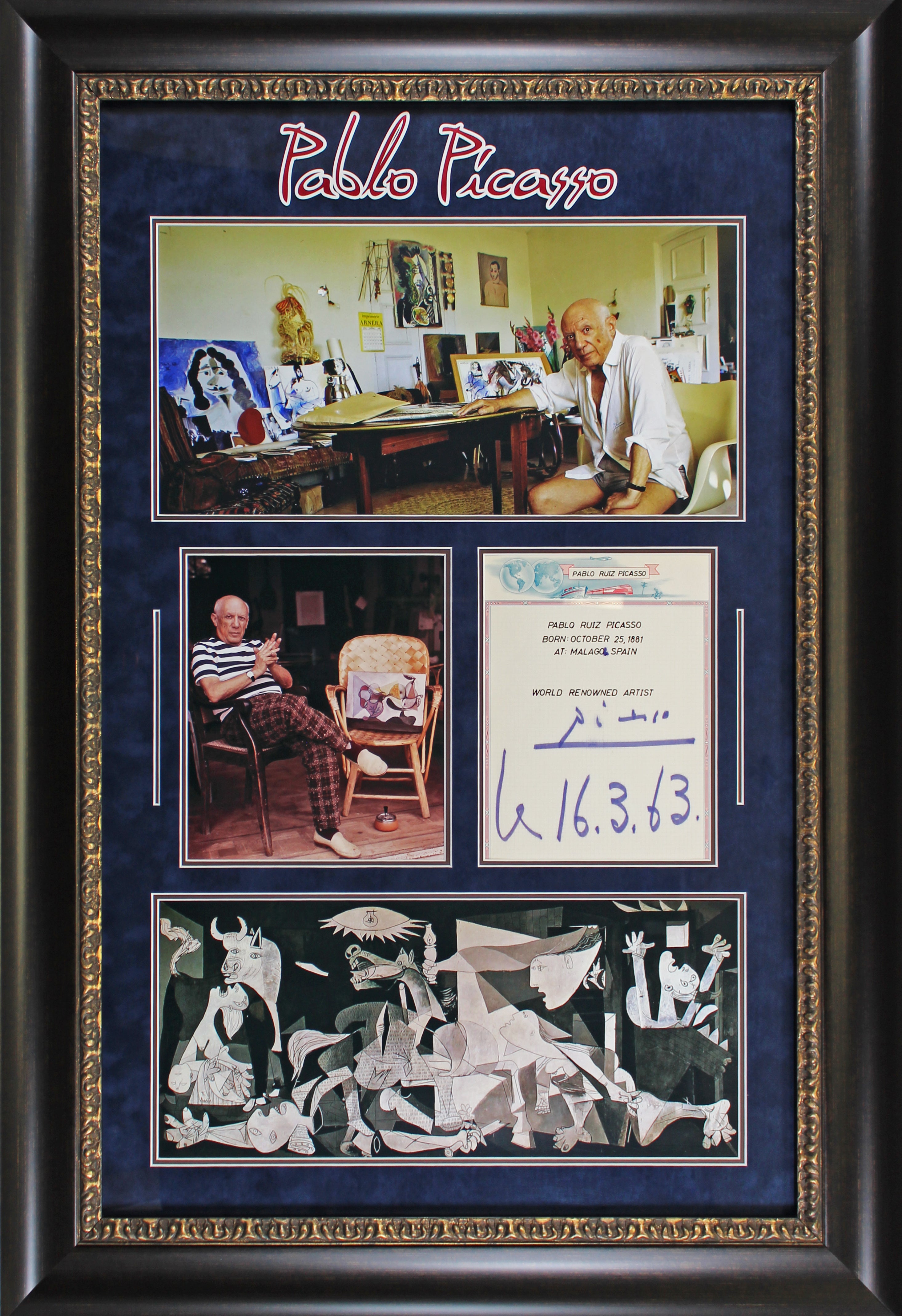 Pablo Picasso 16.3.63 Signed & Framed 8.5x11 Autograph Album Page PSA/DNA LOA