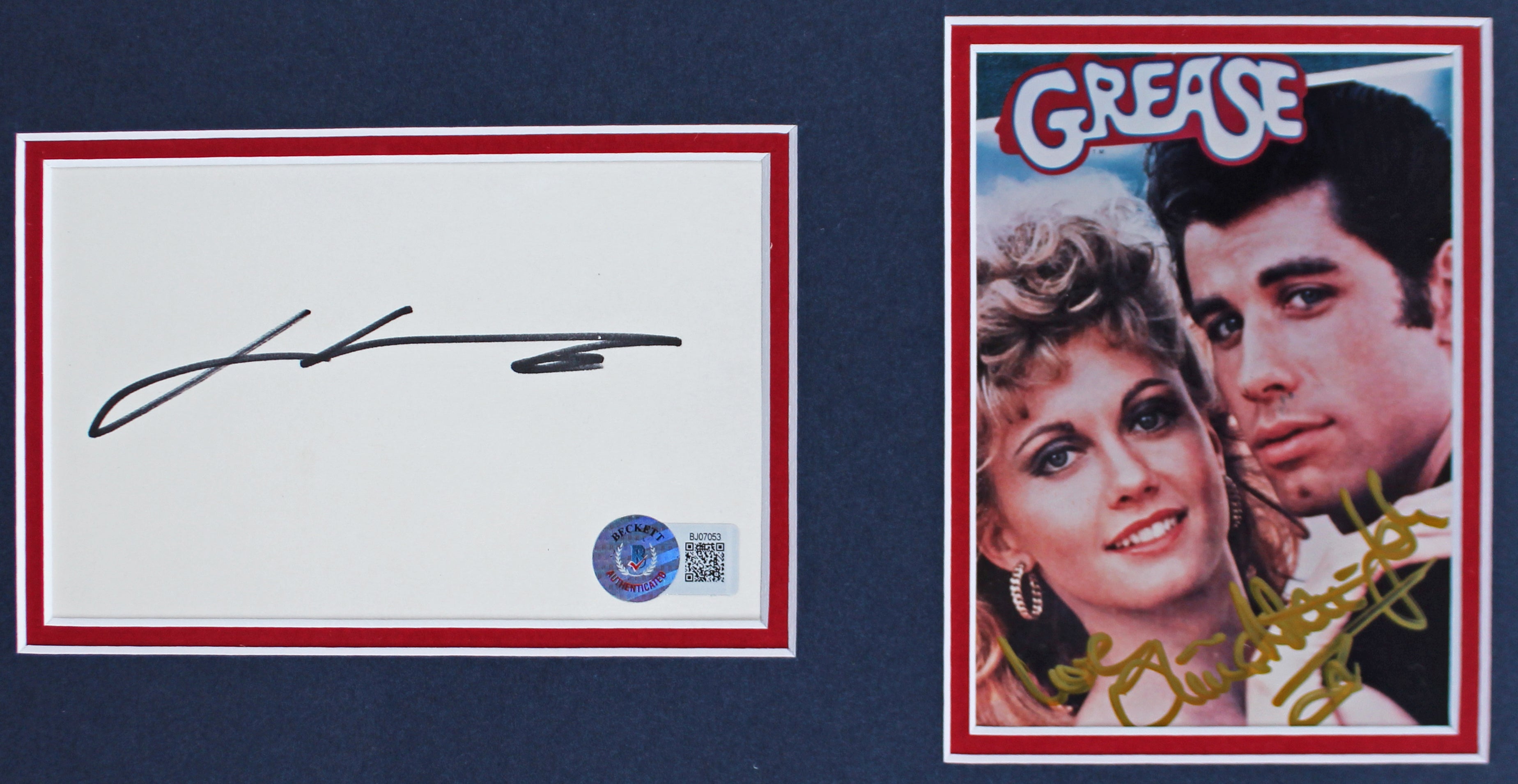 John Travolta & Olivia Newton John Grease Authentic Signed Framed Display BAS 2