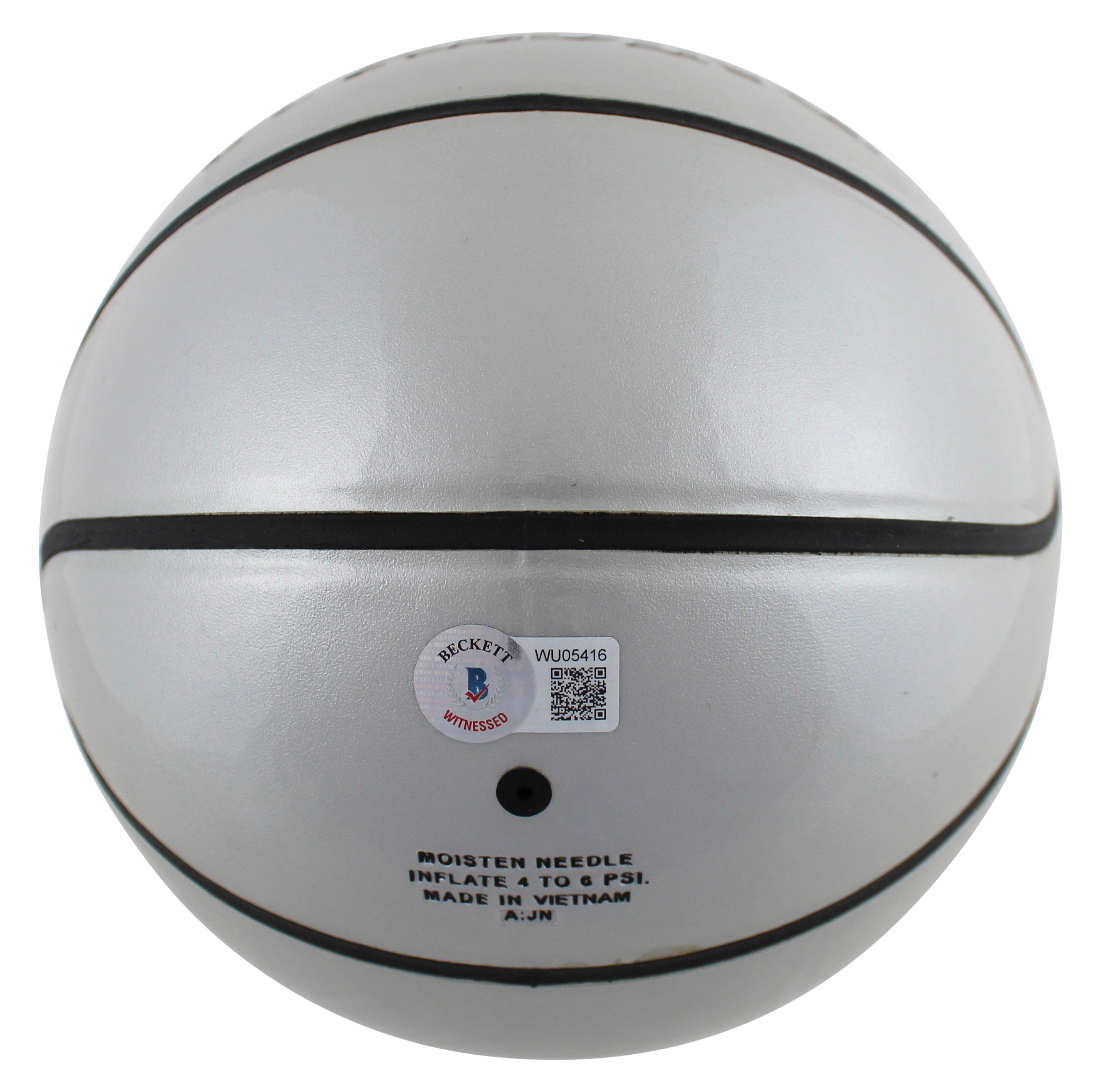 Lakers Magic Johnson Signed Mini Silver Spalding Basketball BAS Witnessed