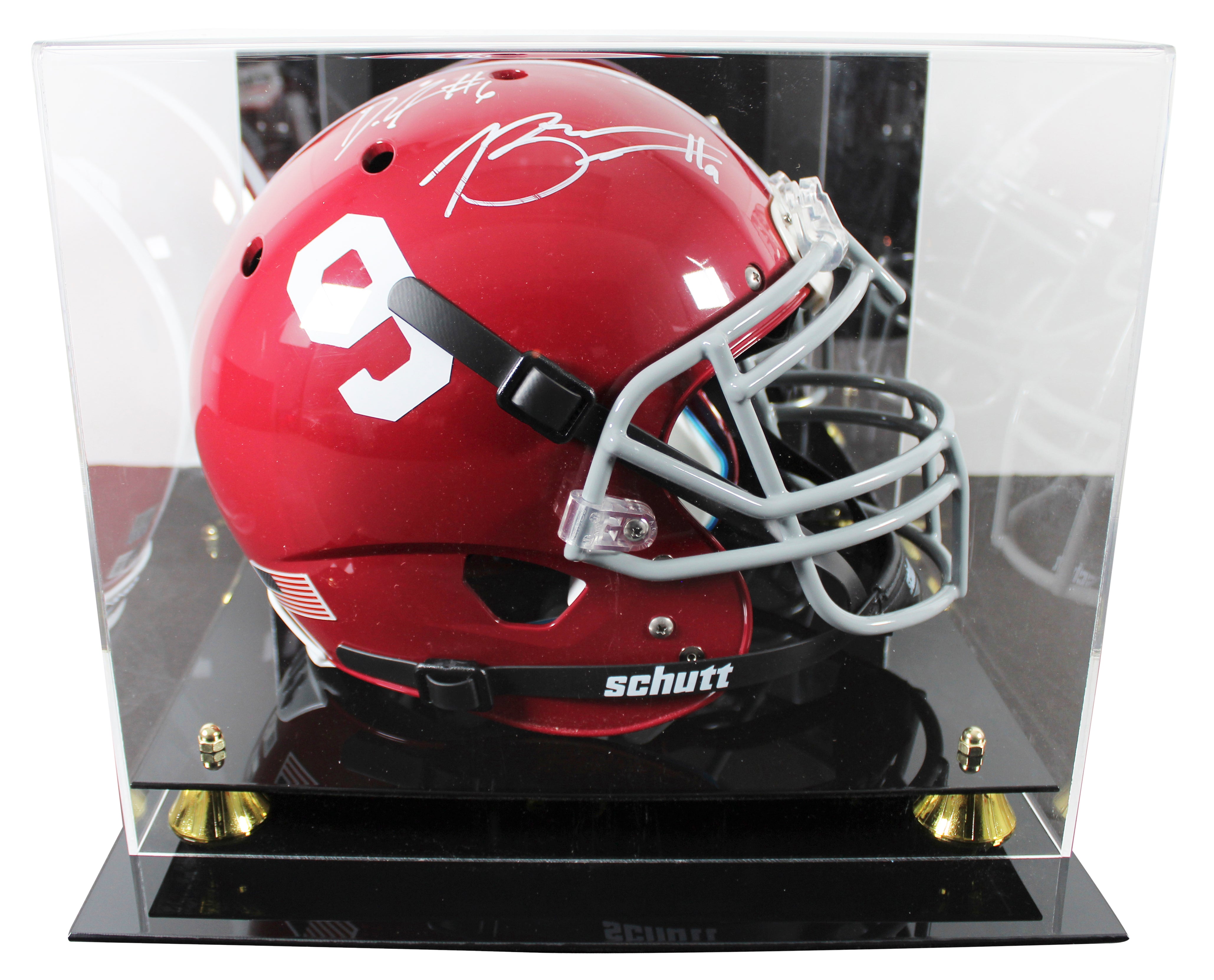 Alabama Bryce Young & DeVonta Smith Signed Schutt F/S Proline Helmet W/ Case BAS