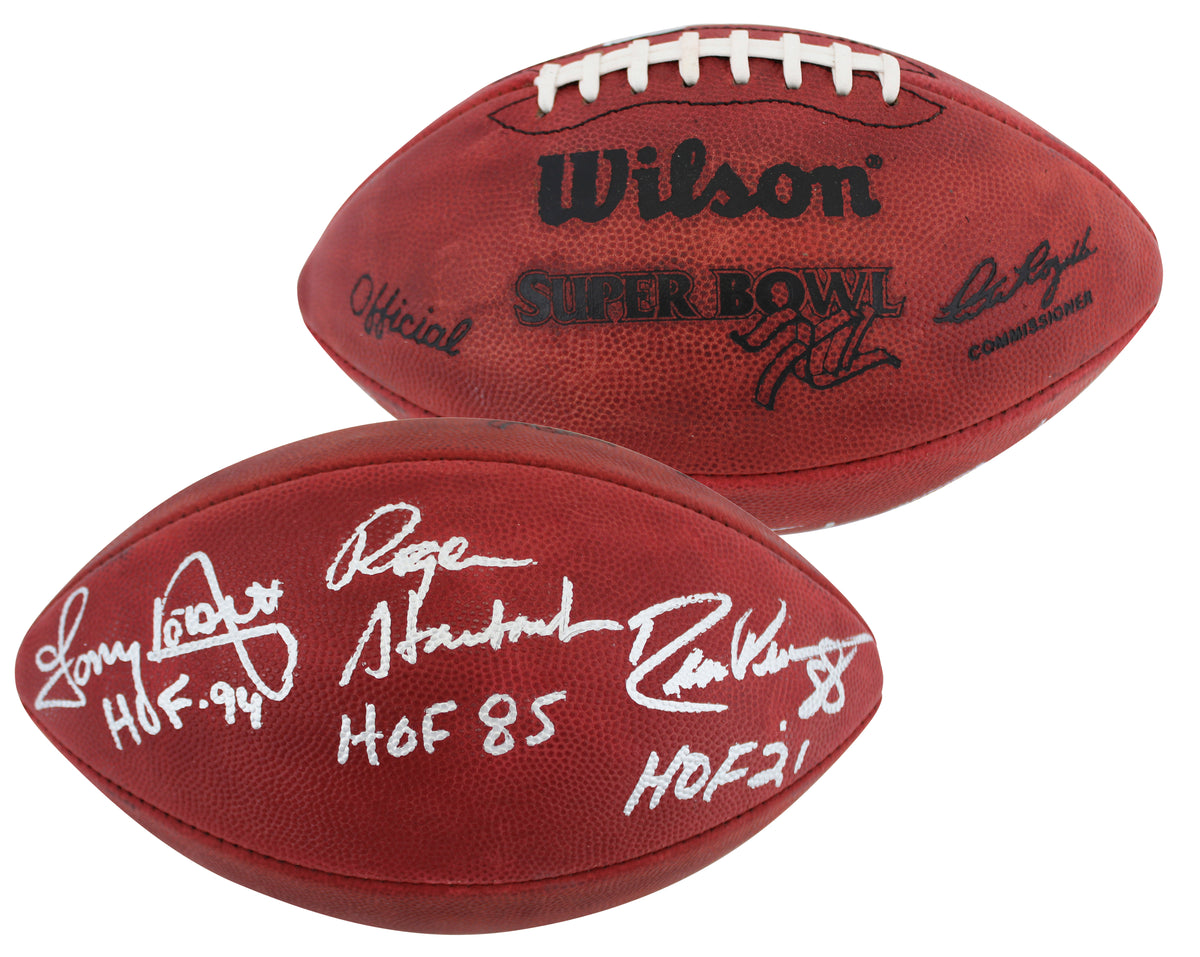 Cowboys (3) Staubach, Dorsett & Pearson Signed SB XII Duke Nfl Football BAS Wit