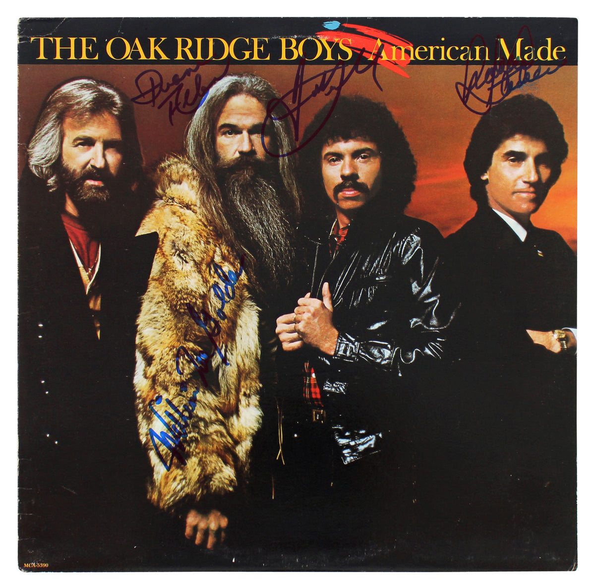 Oak Ridge Boys (4) Golden, Sterban, Bonsall + 1 Signed Album Cover BAS #AB77810