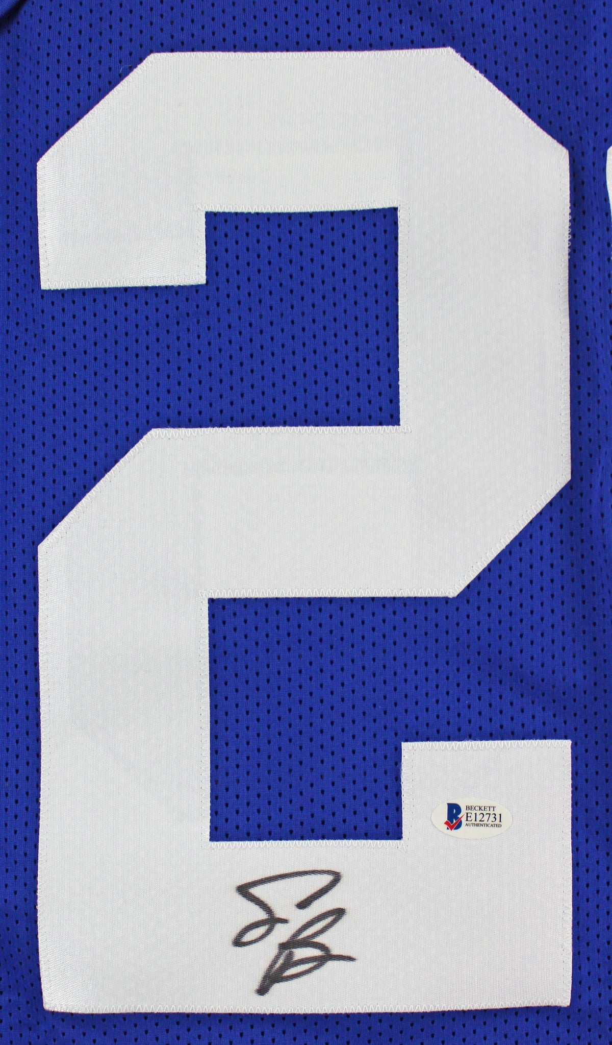 Saquon Barkley Authentic Signed Blue Pro Style Jersey Autographed BAS #E12731