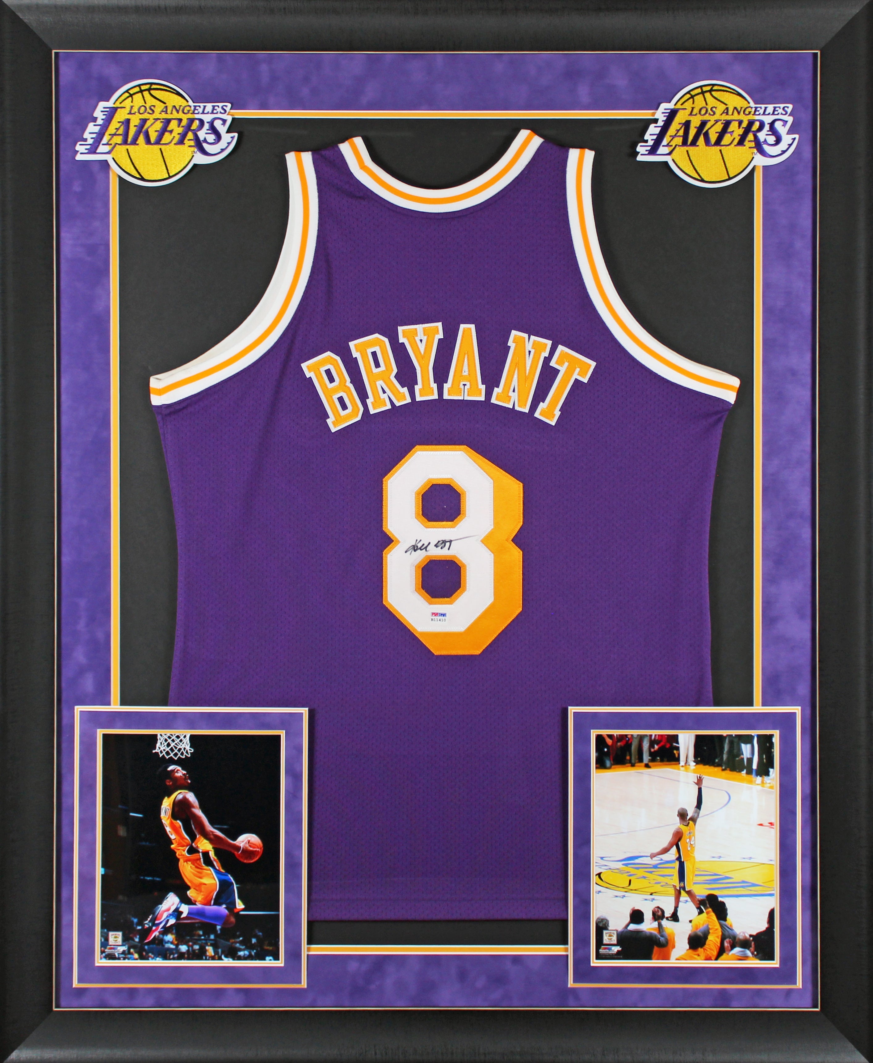 Lakers Kobe Bryant Signed Purple M&N 1996-97 HWC Framed Jersey PSA #B11410