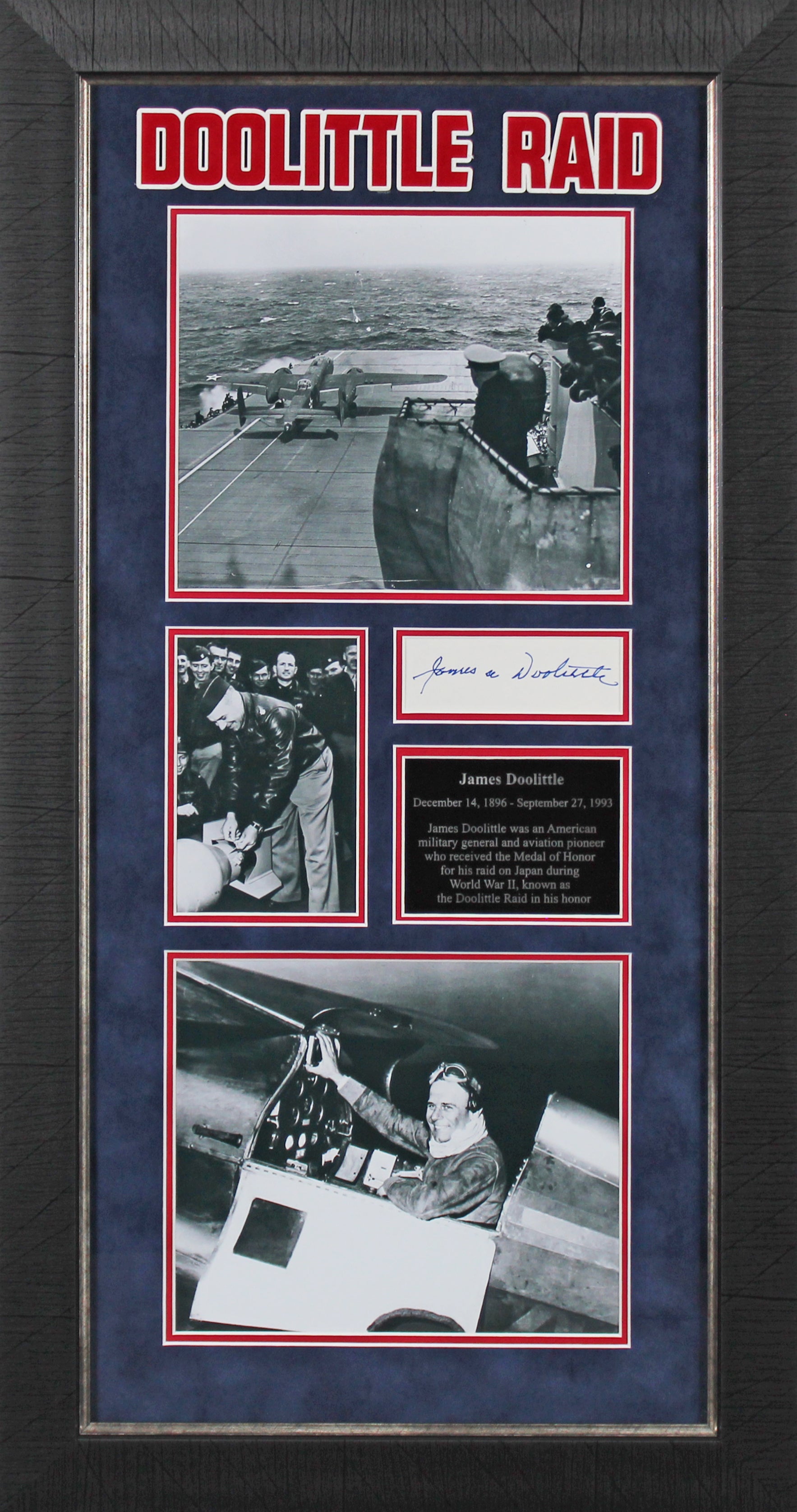 Gen. James Doolittle WWII Signed 3x5 Index Card Framed Display BAS #BN89239