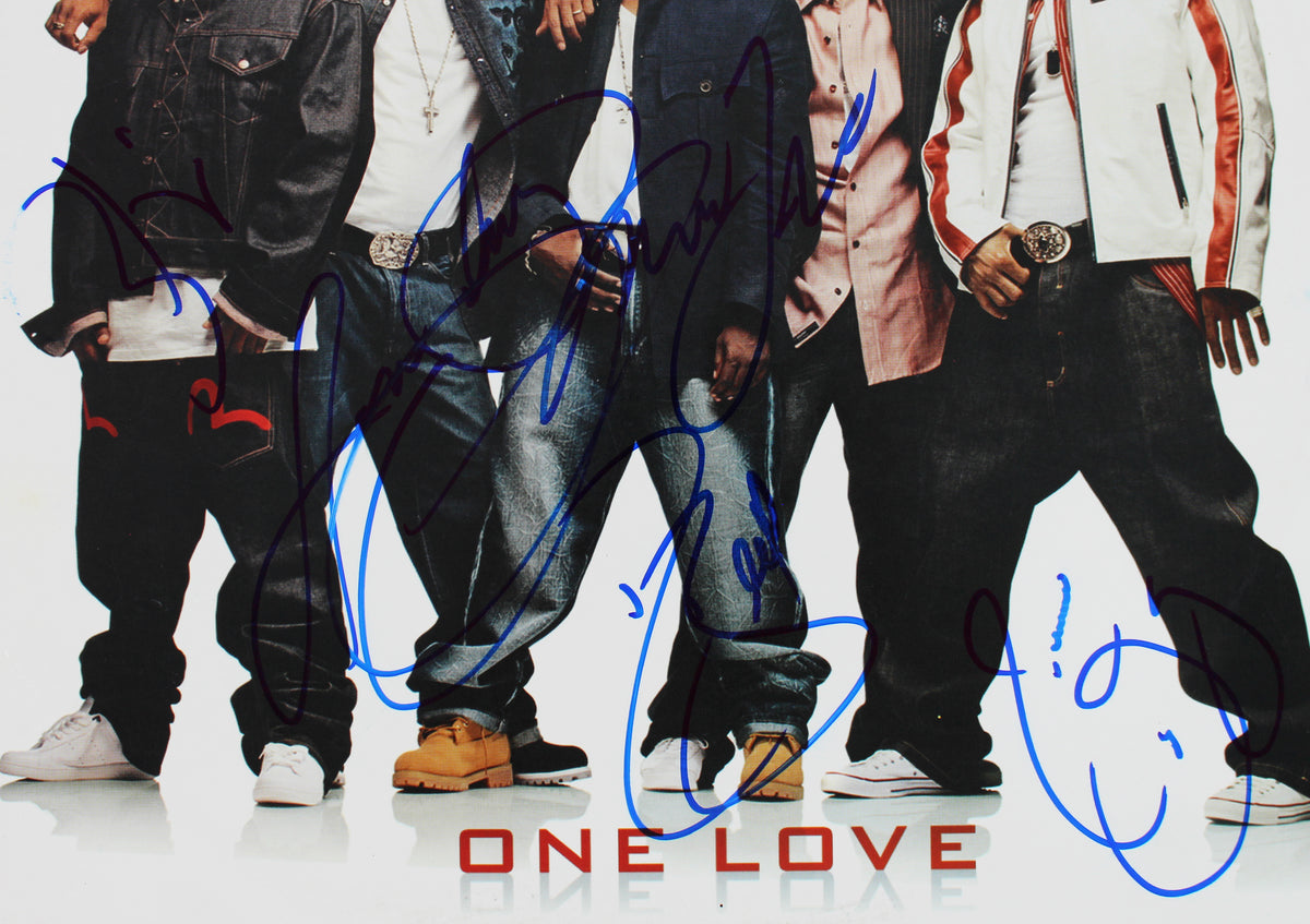 New Edition (5) Gill, Bell, Bivins +2 Signed One Love Album Cover BAS #AB77923